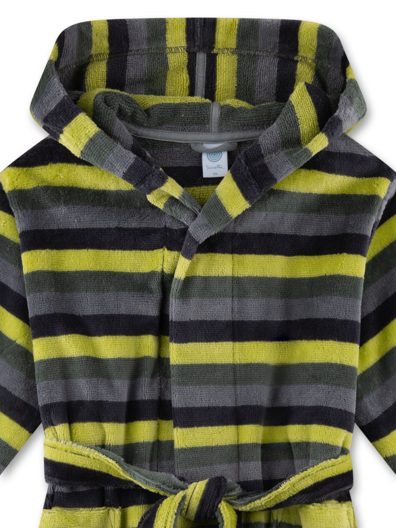 Robe, Bademantel, gestreift, Kapuze, tuchähnlich