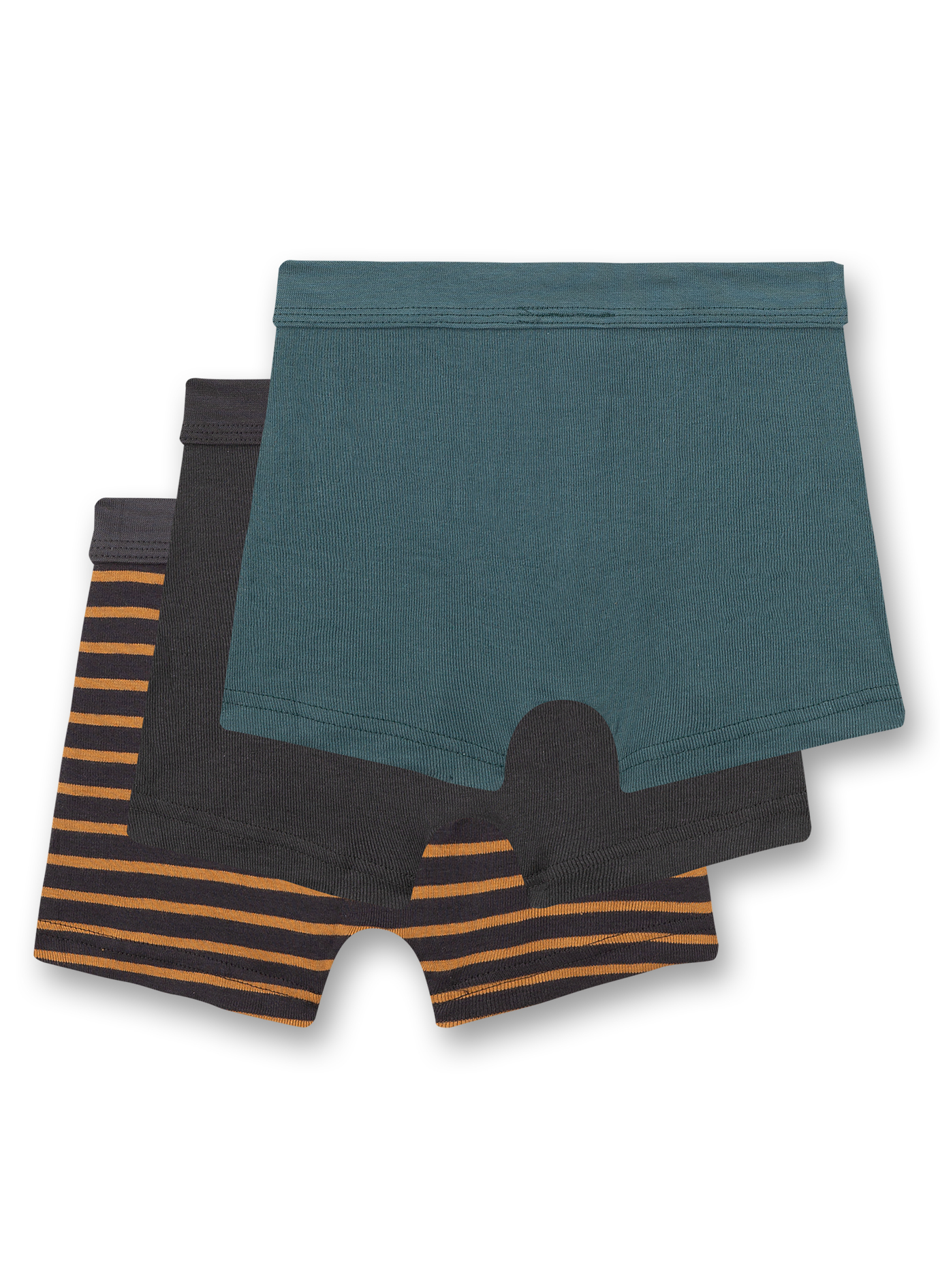 Jungen-Shorts (Dreierpack) Braun Ringel Schwarz und Blau