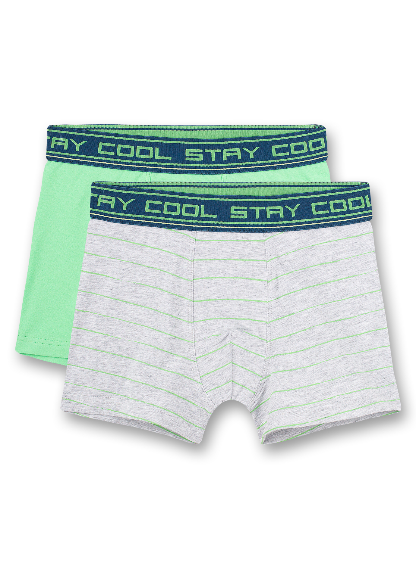 Jungen-Hipshorts (Doppelpack) Graumelange und Neongrün