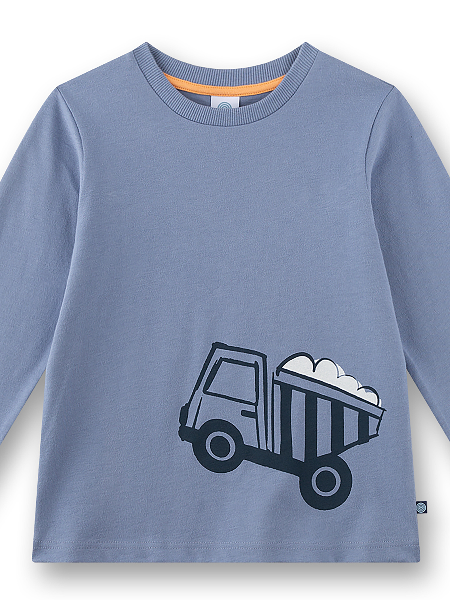 Kinderpullover, Miniaturtruck, Dumptruck, Hellblau, Baustellenmotiv