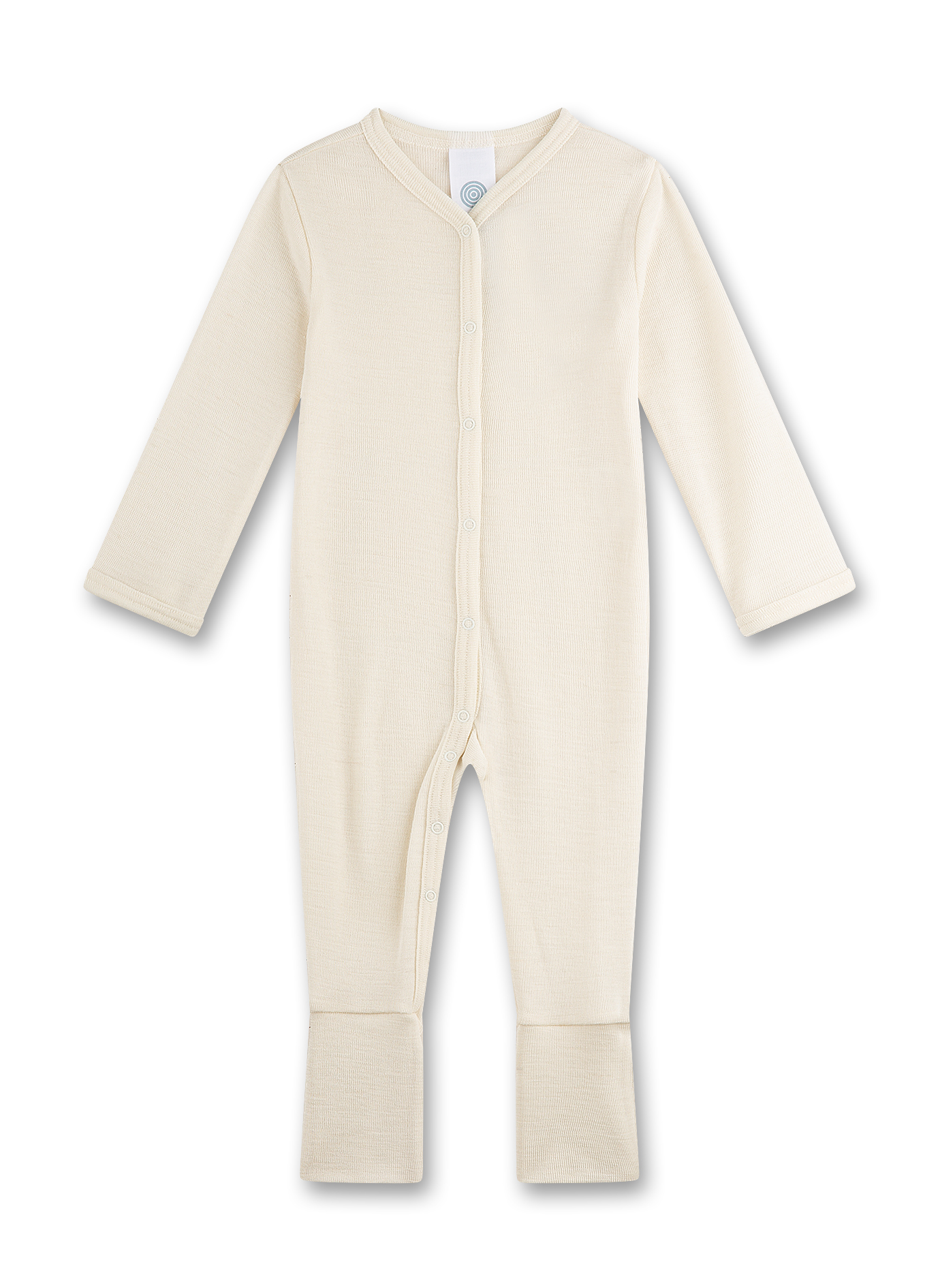Baby overall, Langärmlig, Beige, Gestrickt, Druckknöpfe
