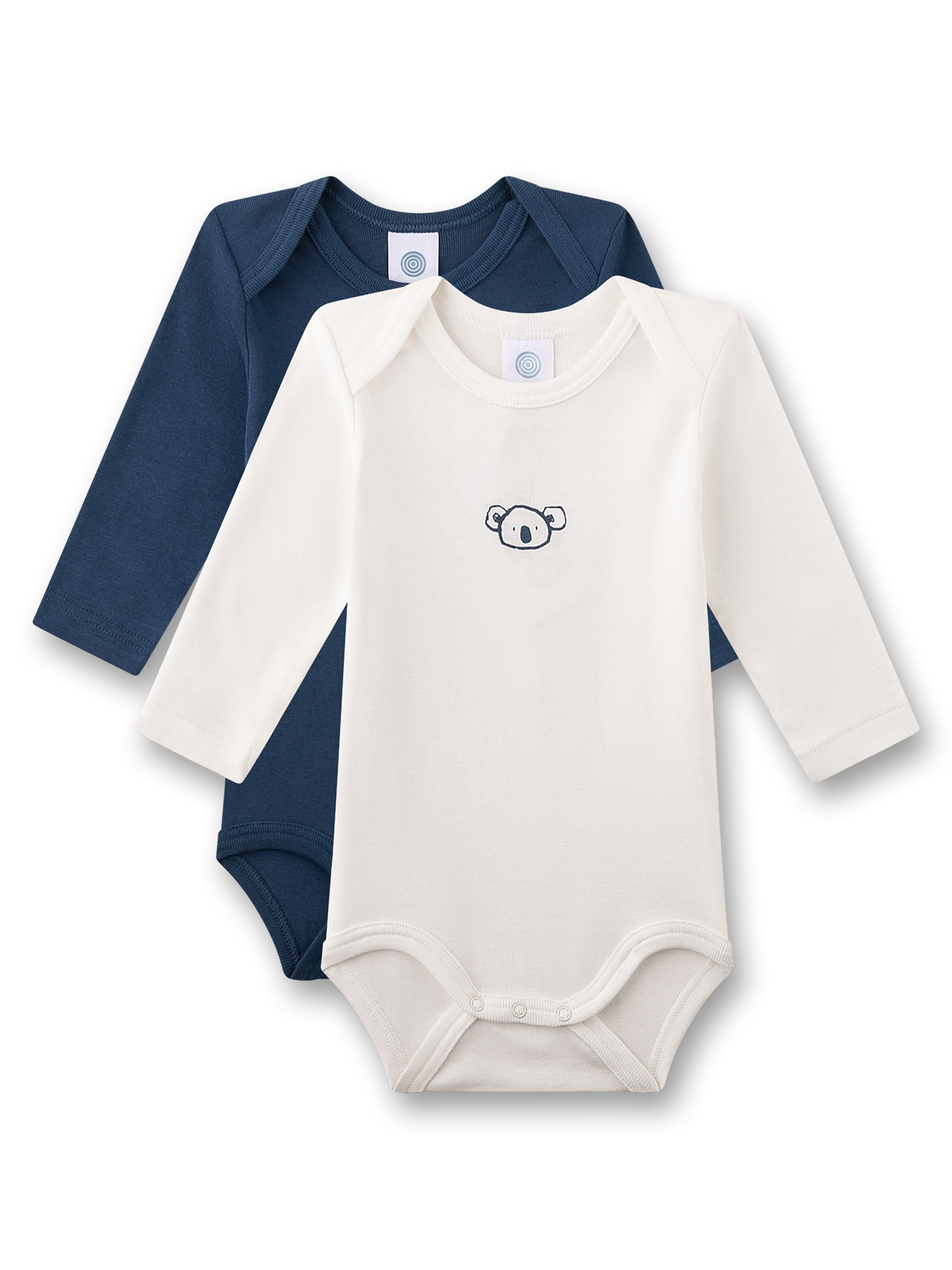 Baby-Body langarm (Doppelpack) blau und beige