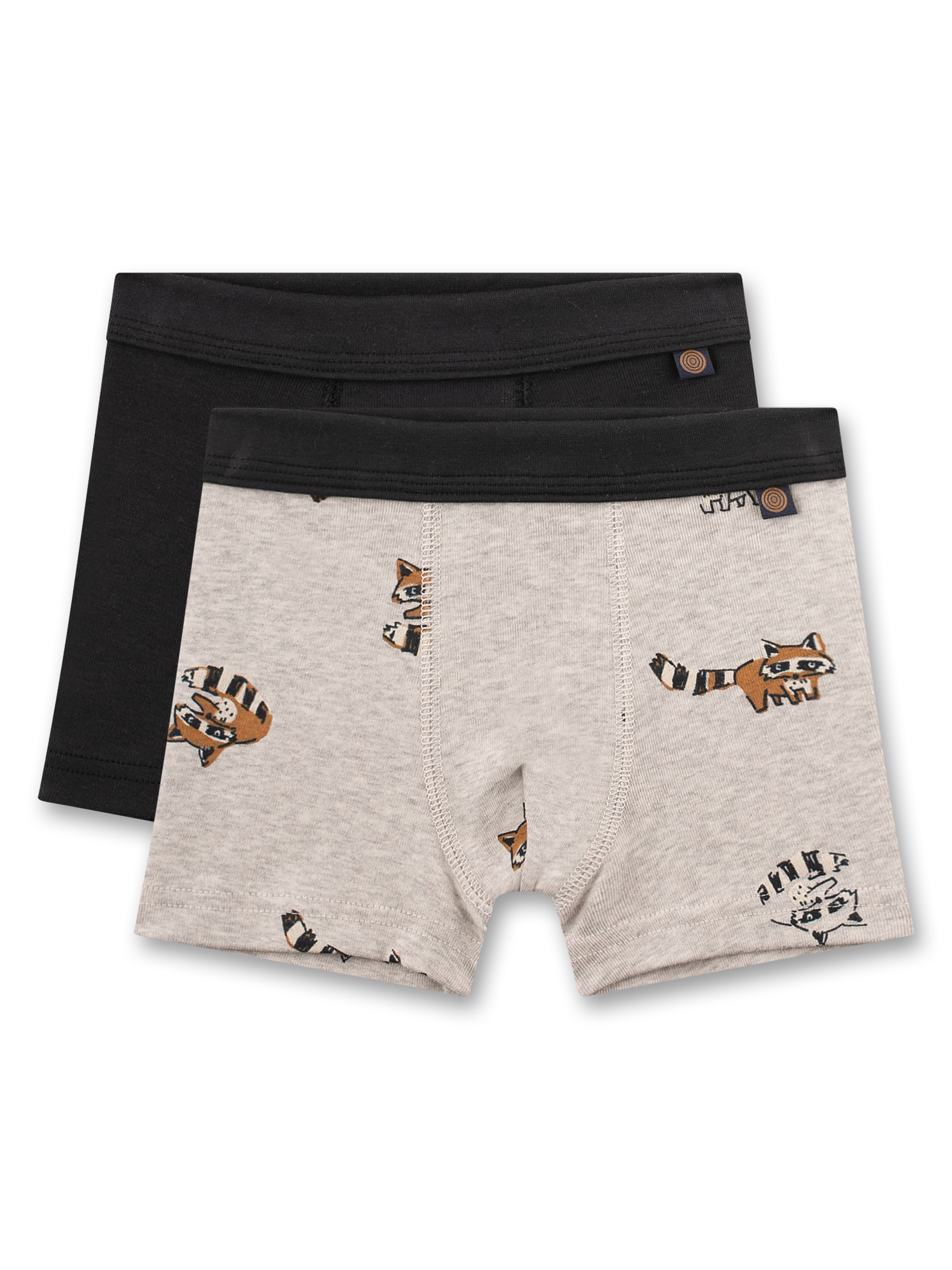 Jungen-Hipshorts (Doppelpack) blau & beige Waschbär 