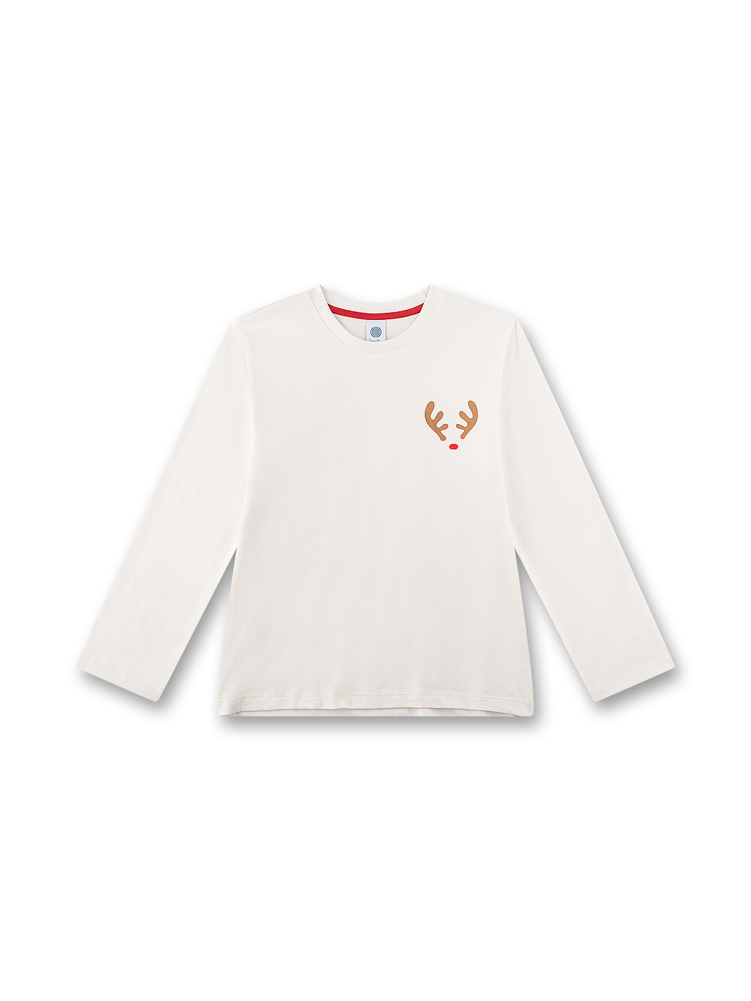 Langarmshirt, Kinderoberteil, Cremeweiß, Rundhalsausschnitt, Rentiermotiv