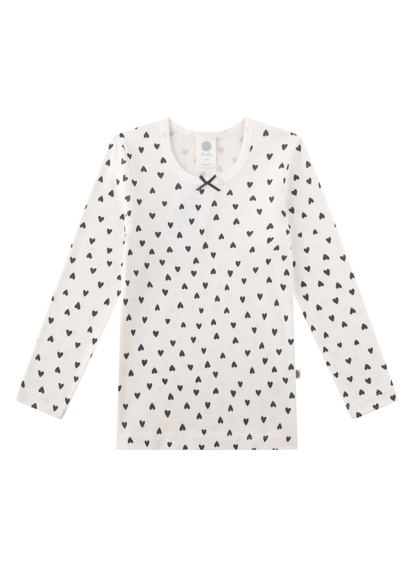 Langarmshirt, Herzmuster, weiß, Baumwolle, Kinder