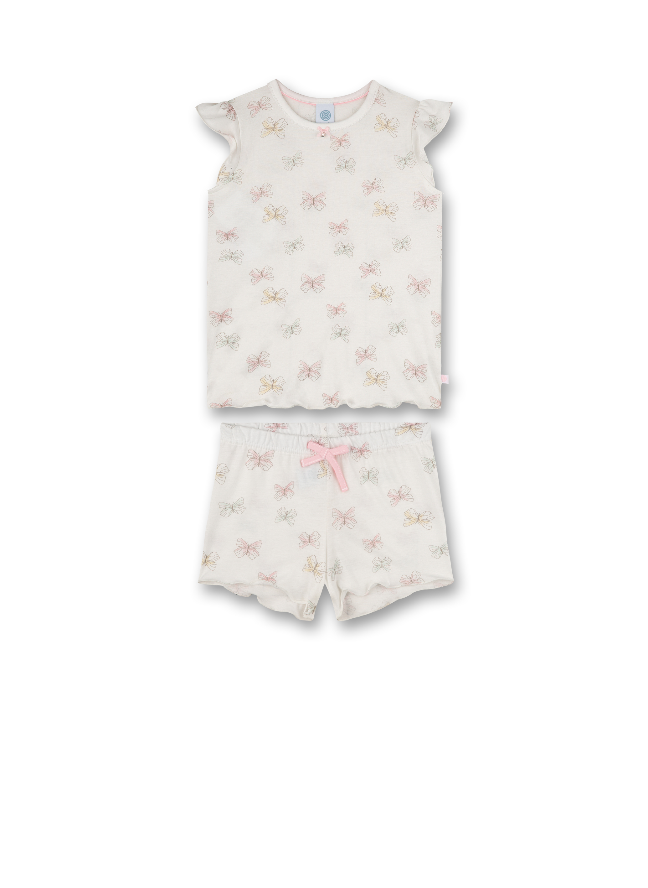 Mädchen-Schlafanzug kurz beige Schmetterlinge