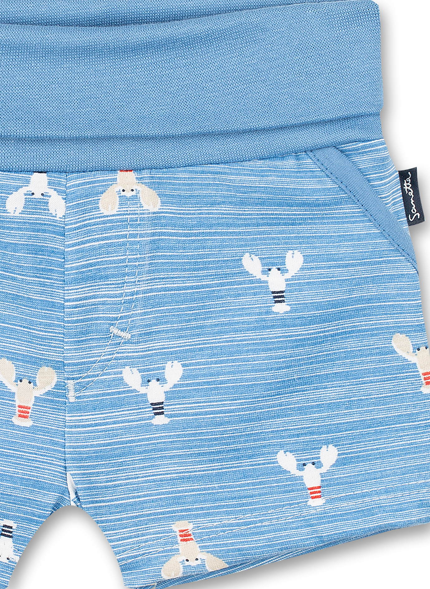 Jungen-Shorts Off-White Blau-geringelt Little Lobster