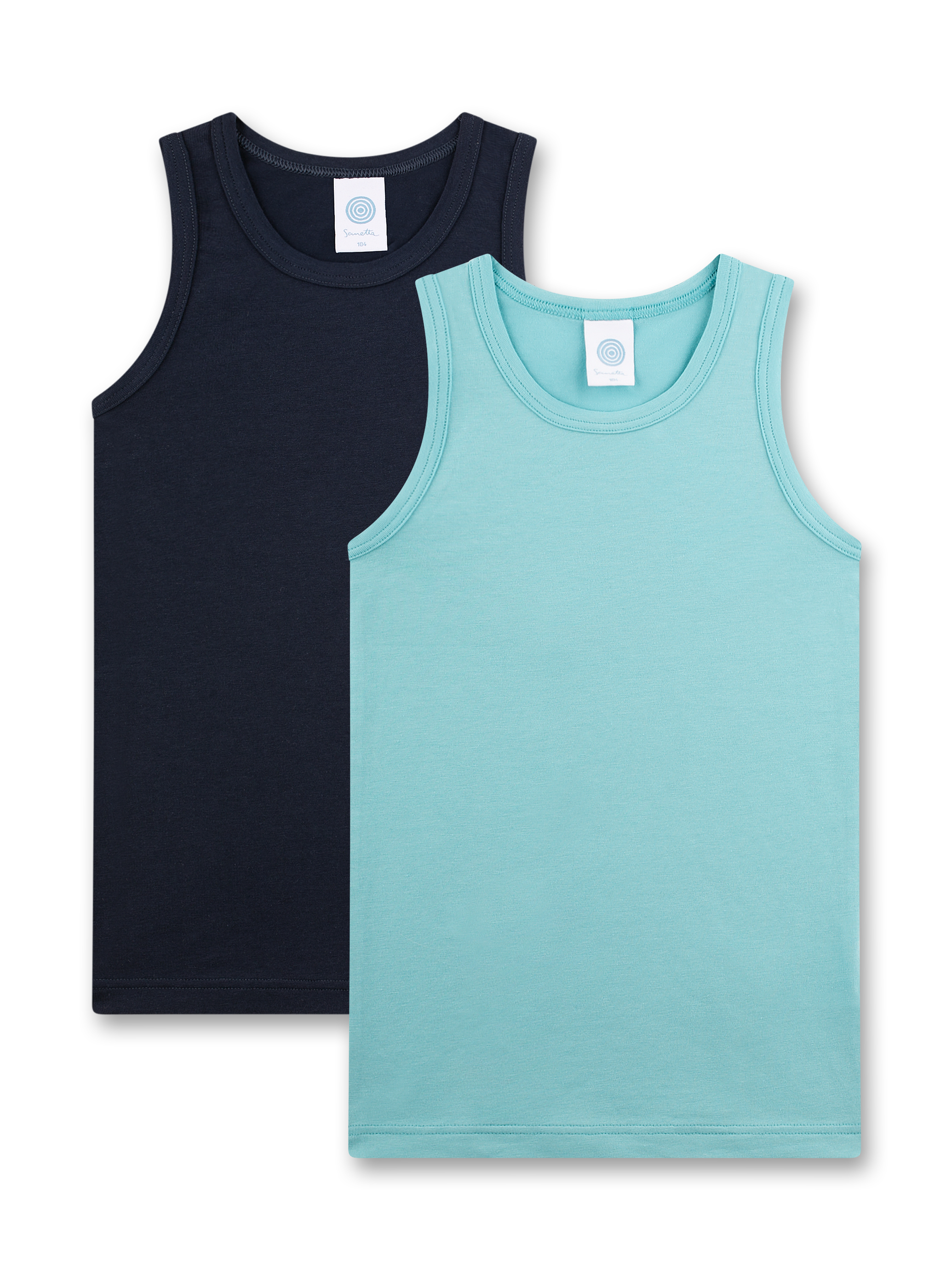 Jungen-Unterhemd (Doppelpack) dunkelblau & türkis
