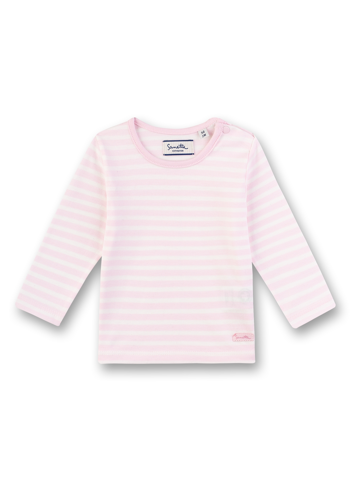 Mädchen-Shirt langarm Rosa-geringelt