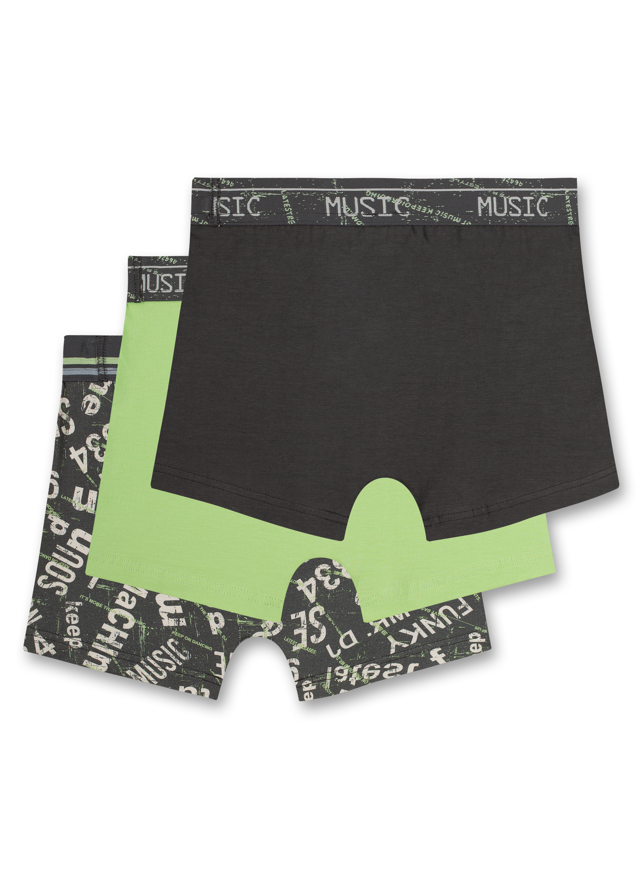 Jungen-Hipshorts (Dreierpack) Grau und Grün
