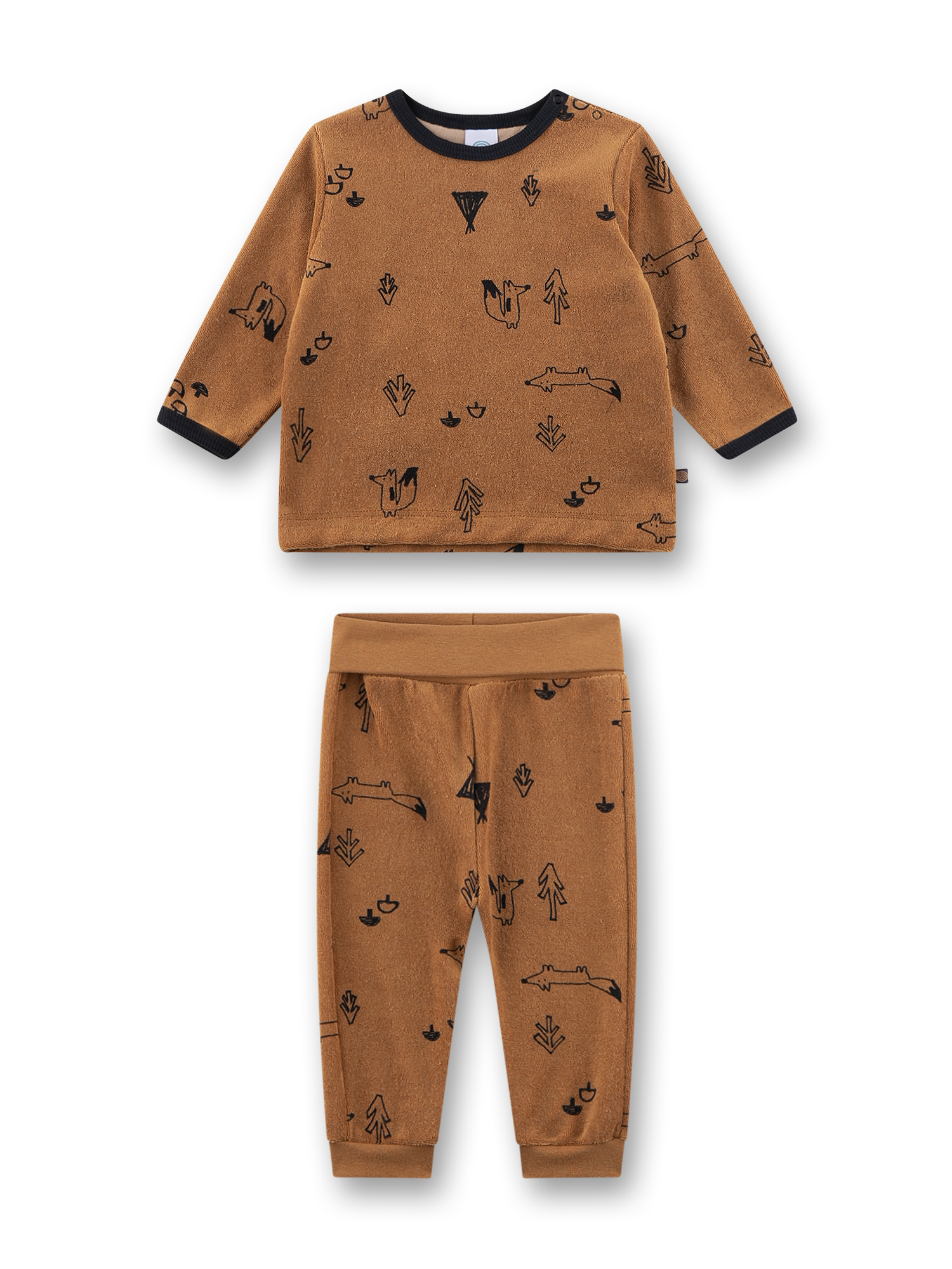 Baby-Schlafanzug lang braun Fuchs aus Frottee