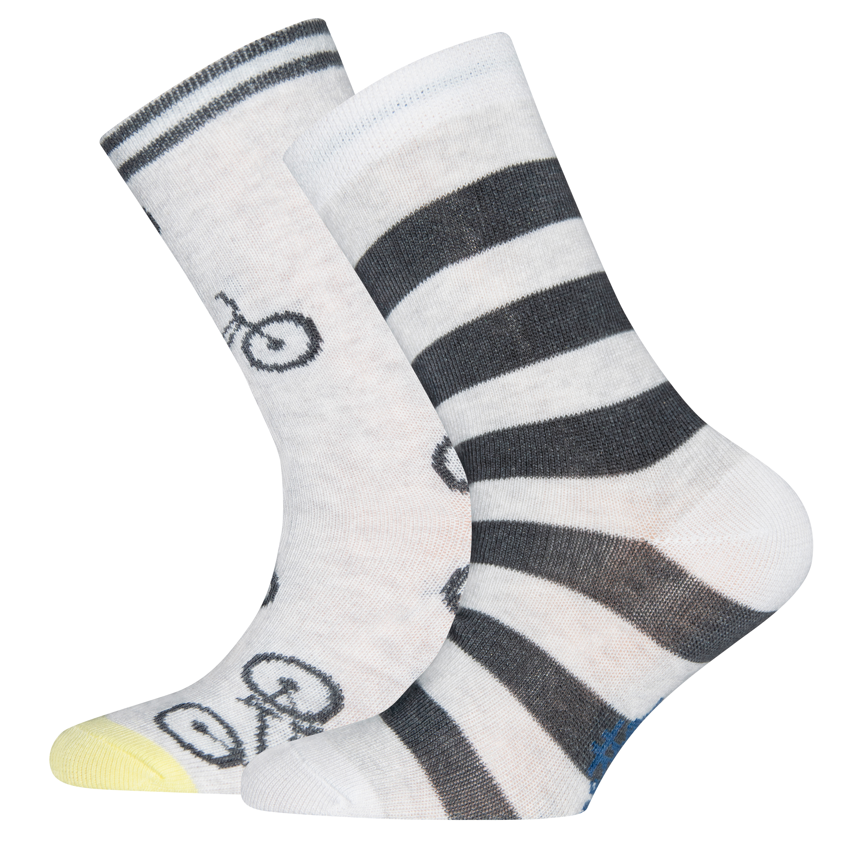 Jungen-Socken (Doppelpack) Weiß und Ringel