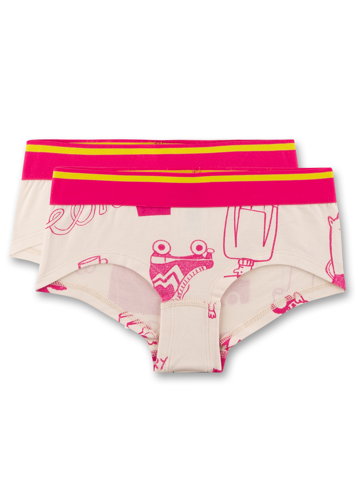 Mädchen-Cutbrief (Doppelpack) beige und beige mit Motivprint pink
