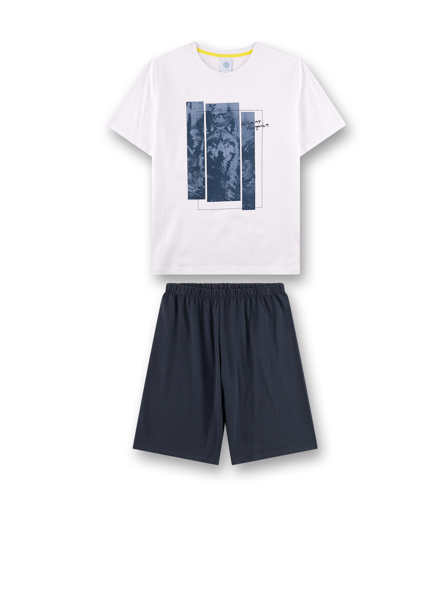 Jungen-Schlafanzug kurz weiß Wolf