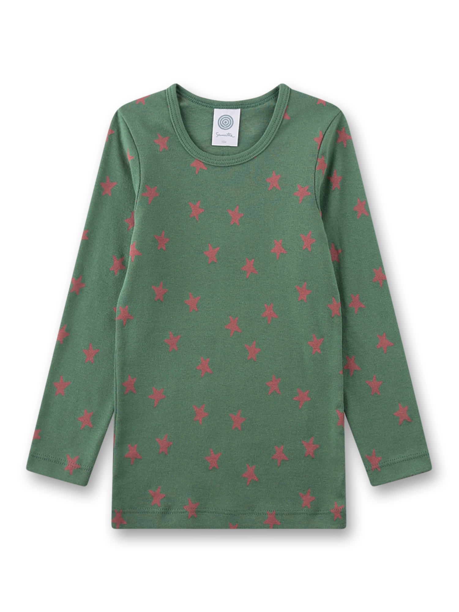 Mädchen-Langarmshirt grün Sterne