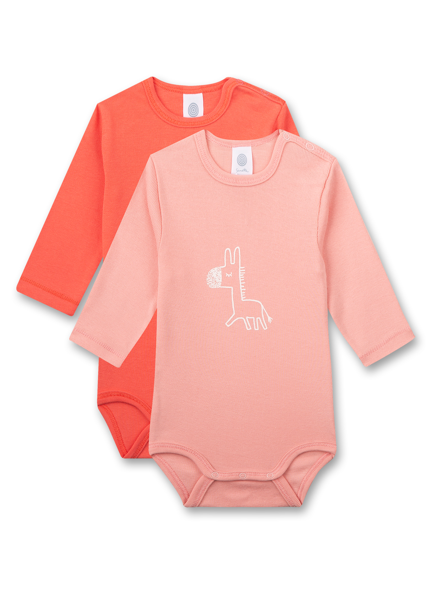 Baby Body langarm (Doppelpack) Feinripp Rosa und Rot