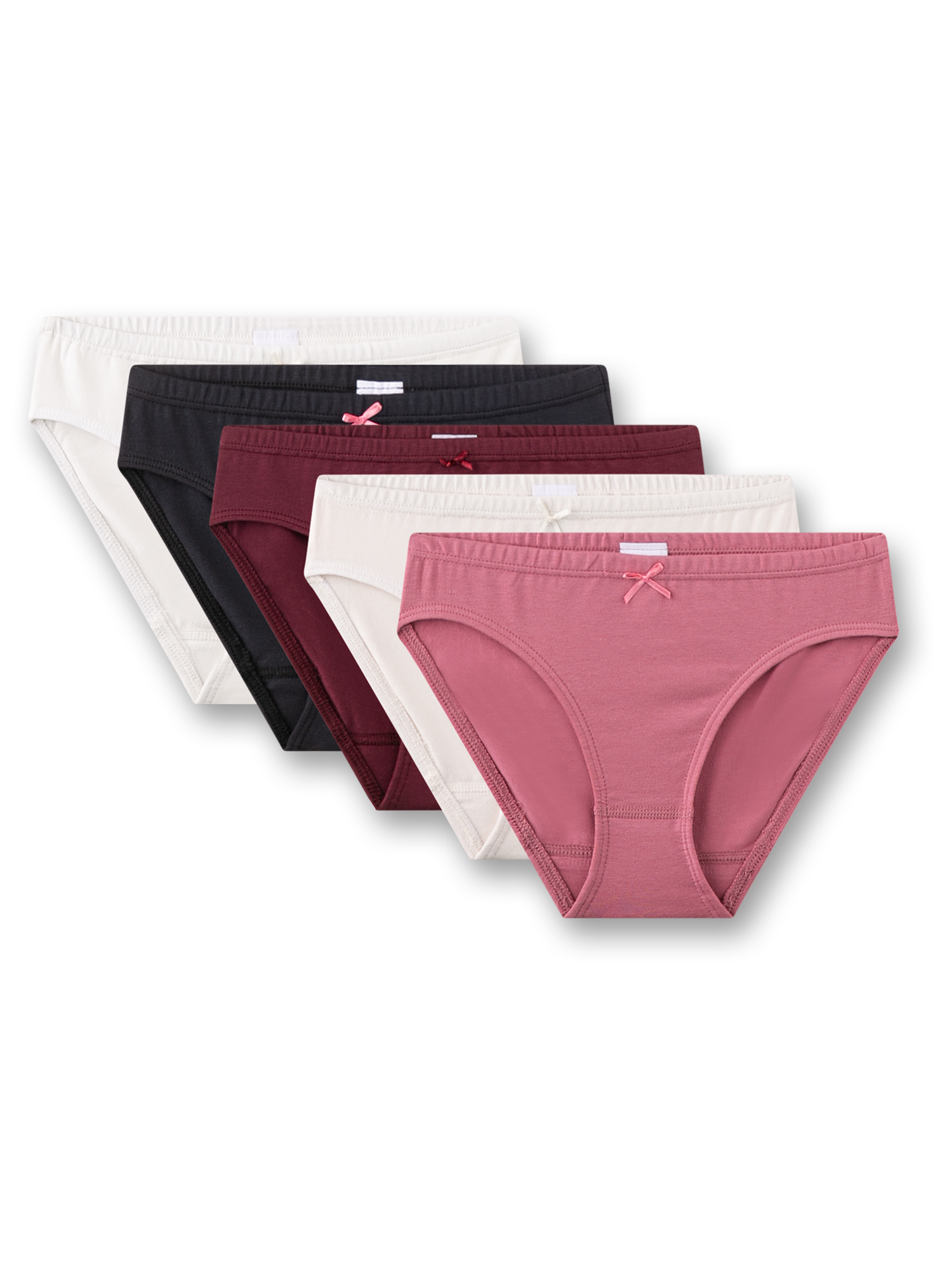 Mädchen-Rioslip (Fünferpack) rosa, weiß, dunkelrot & dunkelblau 
