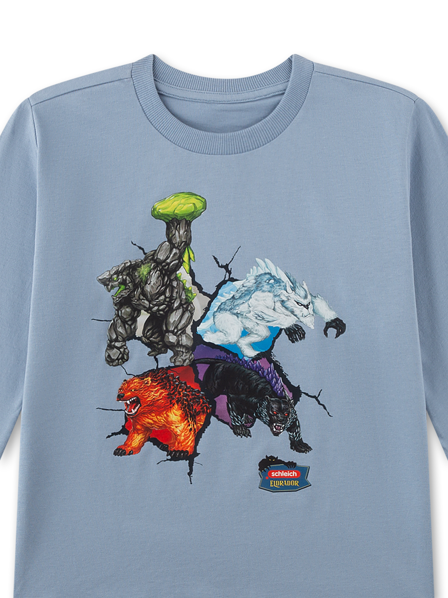 Drachenfigur, Monster, T-Sweatshirt, Gedruckte Grafik, Blaues Oberteil