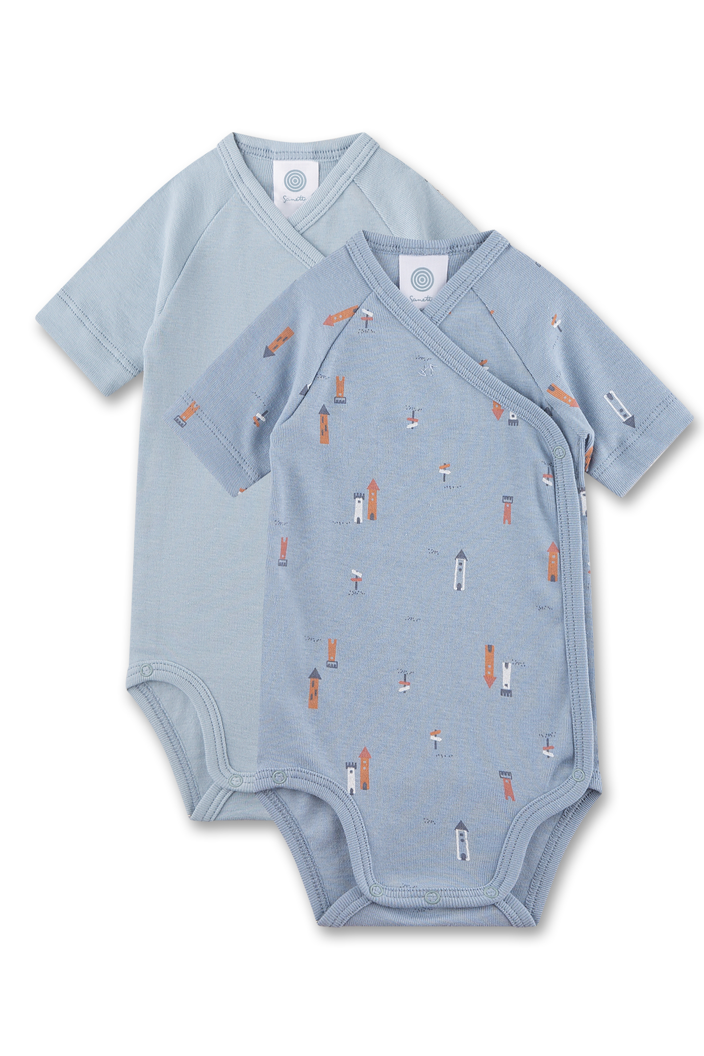Baby-Wickelbody (Doppelpack) kurzarm blau