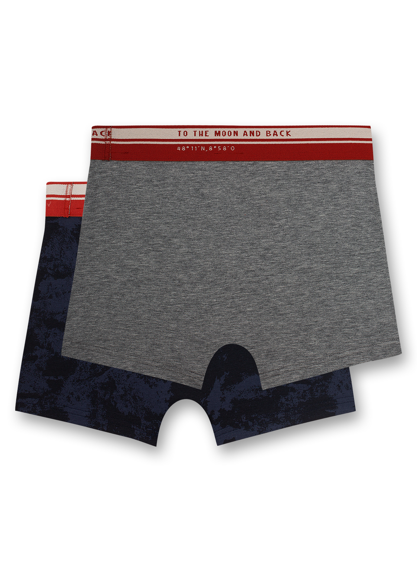 Jungen-Hipshorts (Doppelpack) Dunkelblau und Graumelange To the Moon