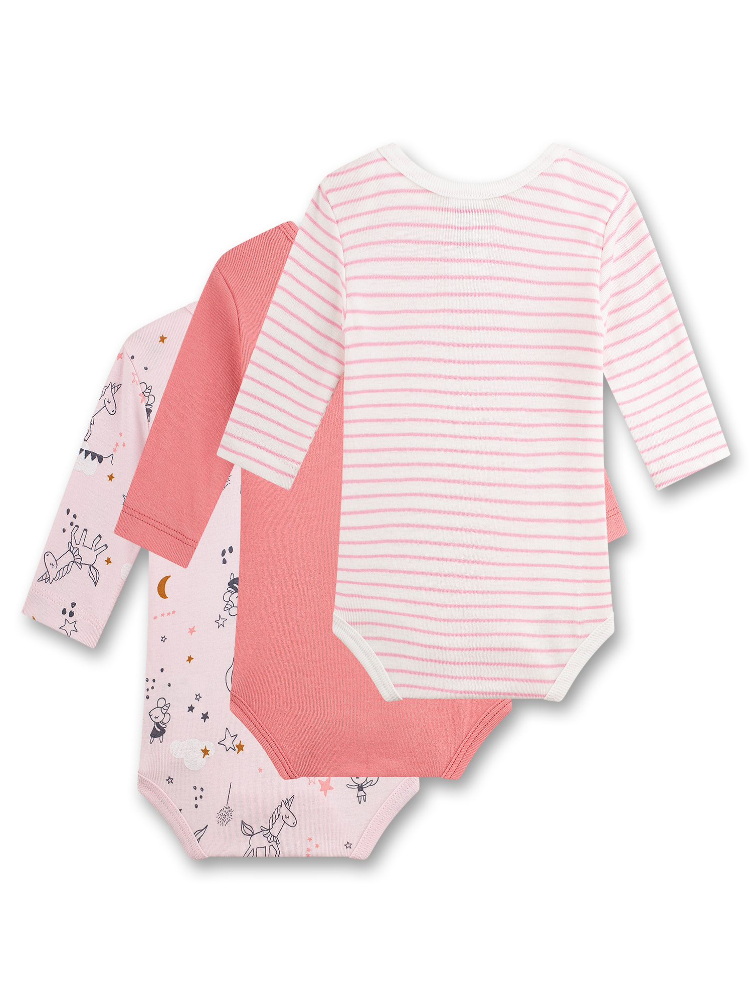 Baby-Bodysuit, Langarm, Rosa Streifen, Unisex, Baumwolle