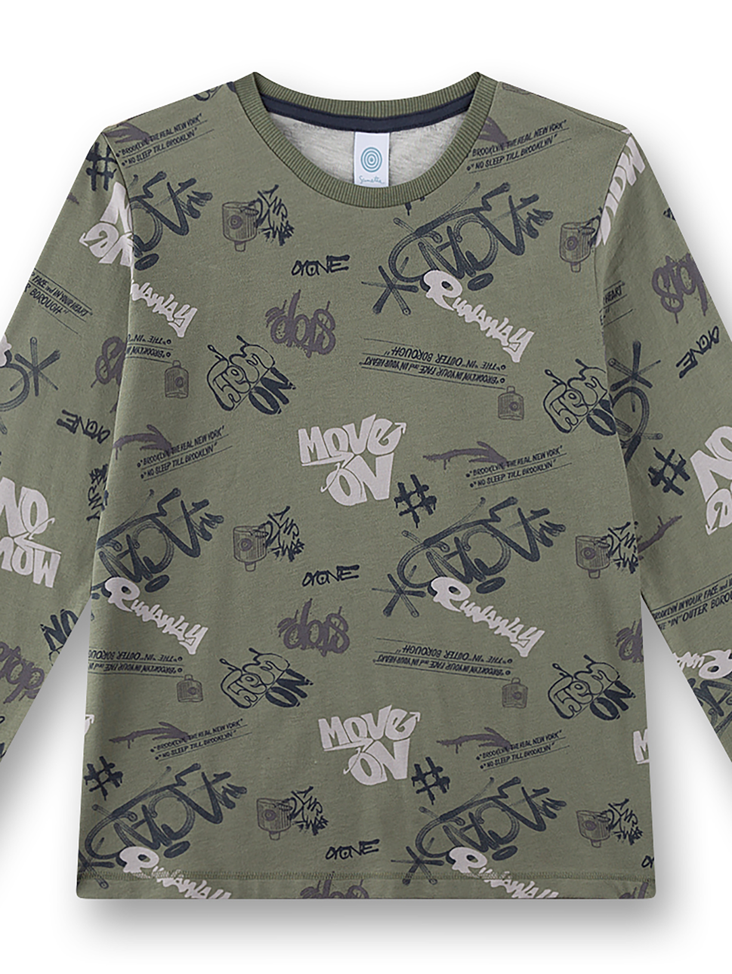 Langarmshirt, Grauer Hoodie, Graues Langarmshirt, Print Muster, Trainingsshirt