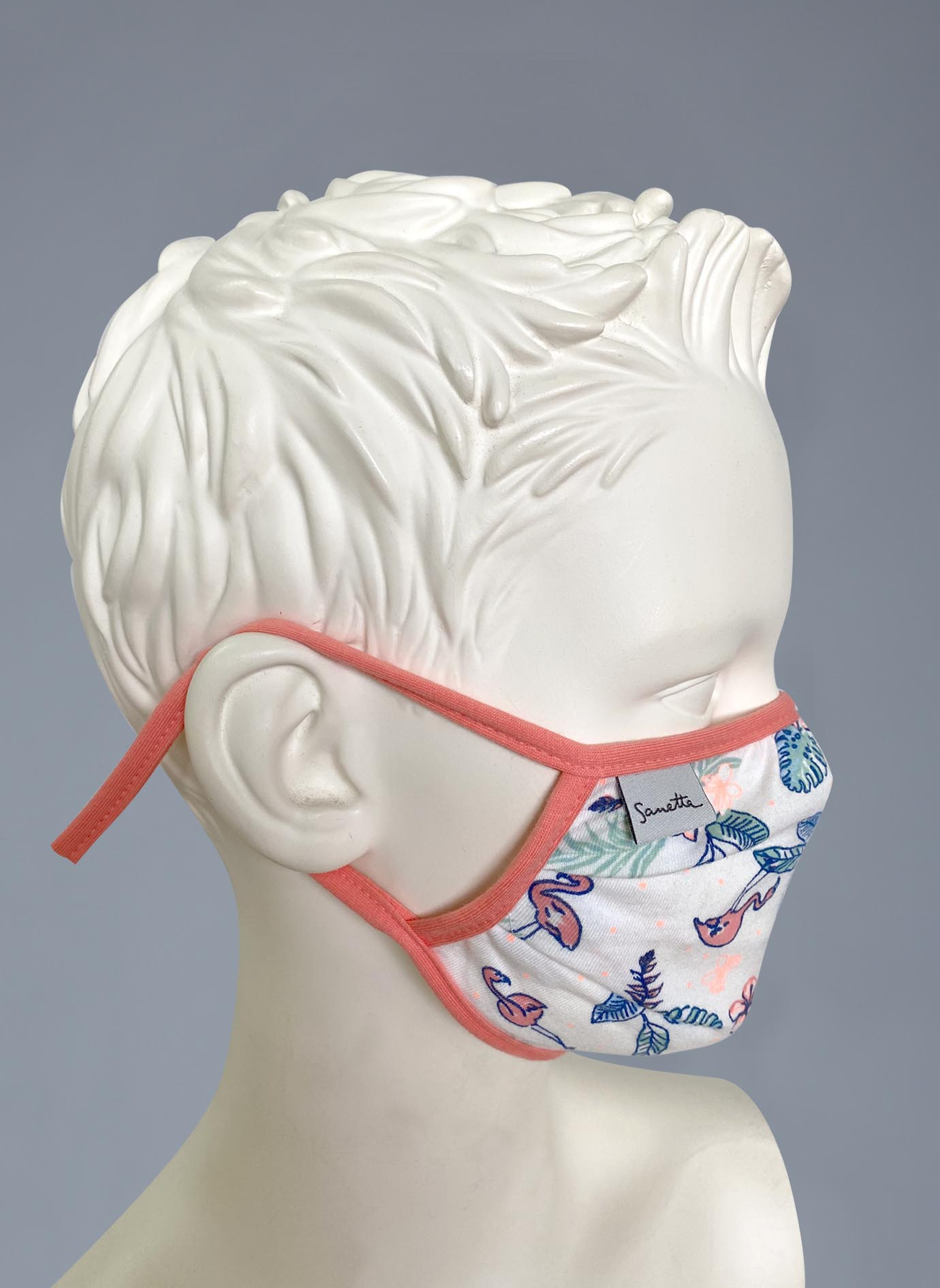 Wiederverwendbare Mund-Nasen-Maske Mädchen Doppelpack Off-White Blumen-Allover