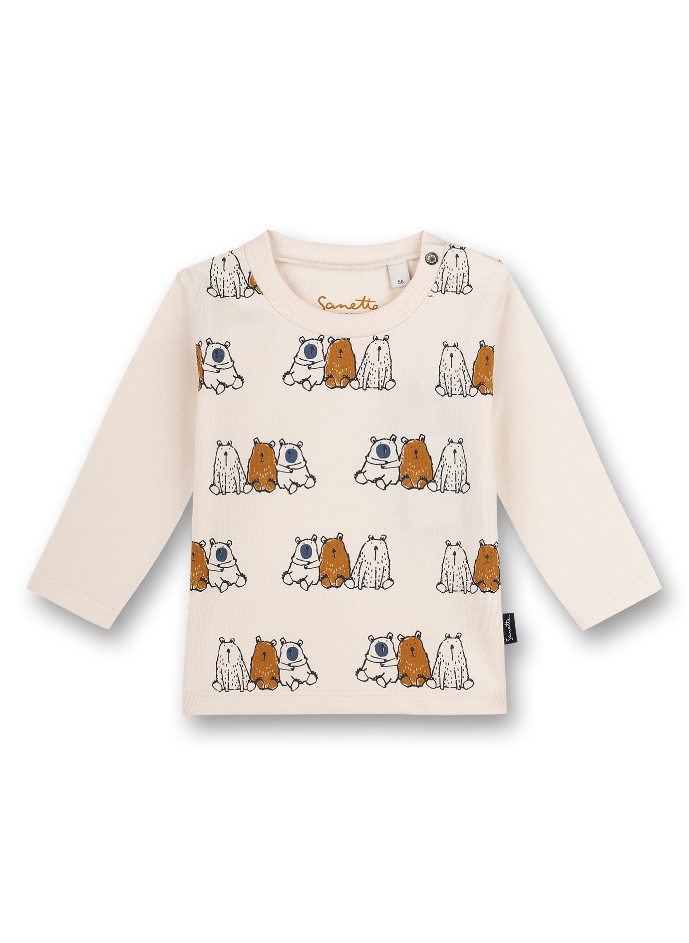 Jungen-Shirt langarm Off-White Happy Bear