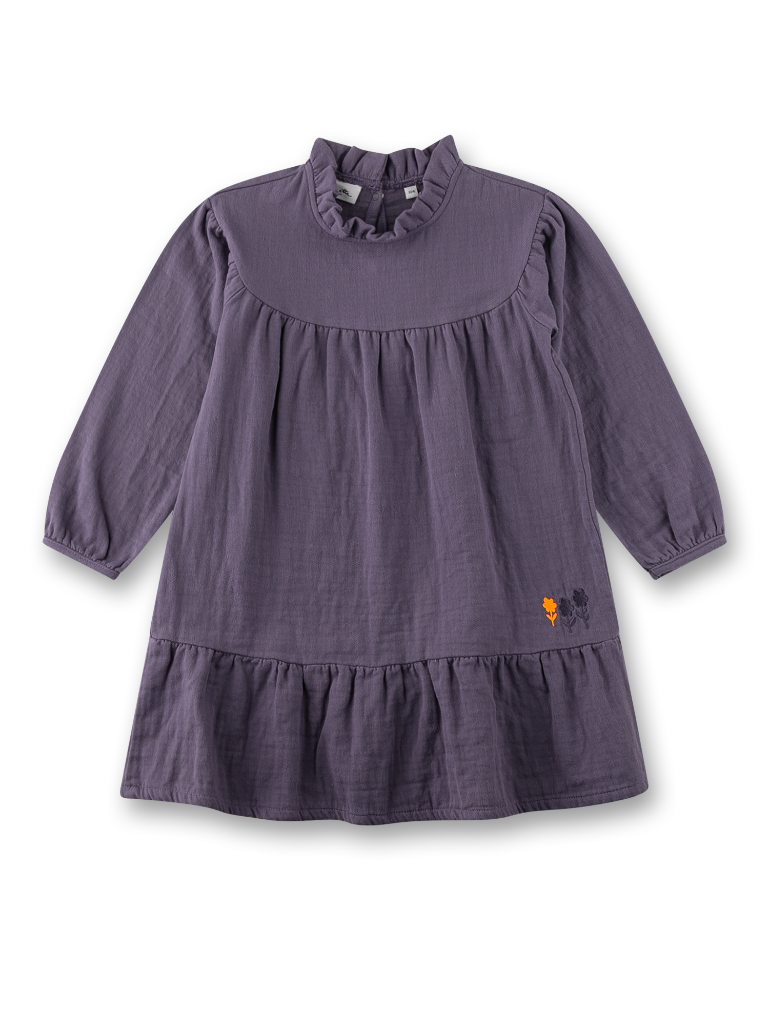 Mädchen-Kleid langarm lila aus Musselin