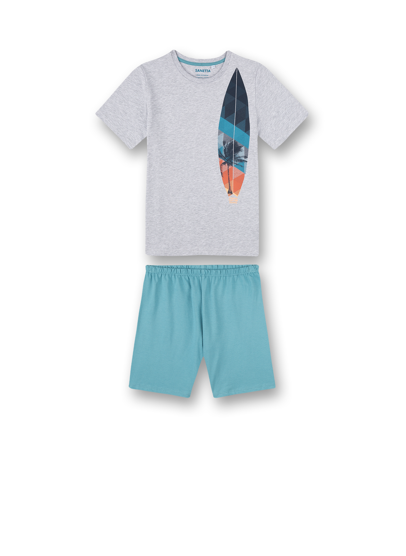 Jungen-Schlafanzug kurz Graumelange Wave Rider
