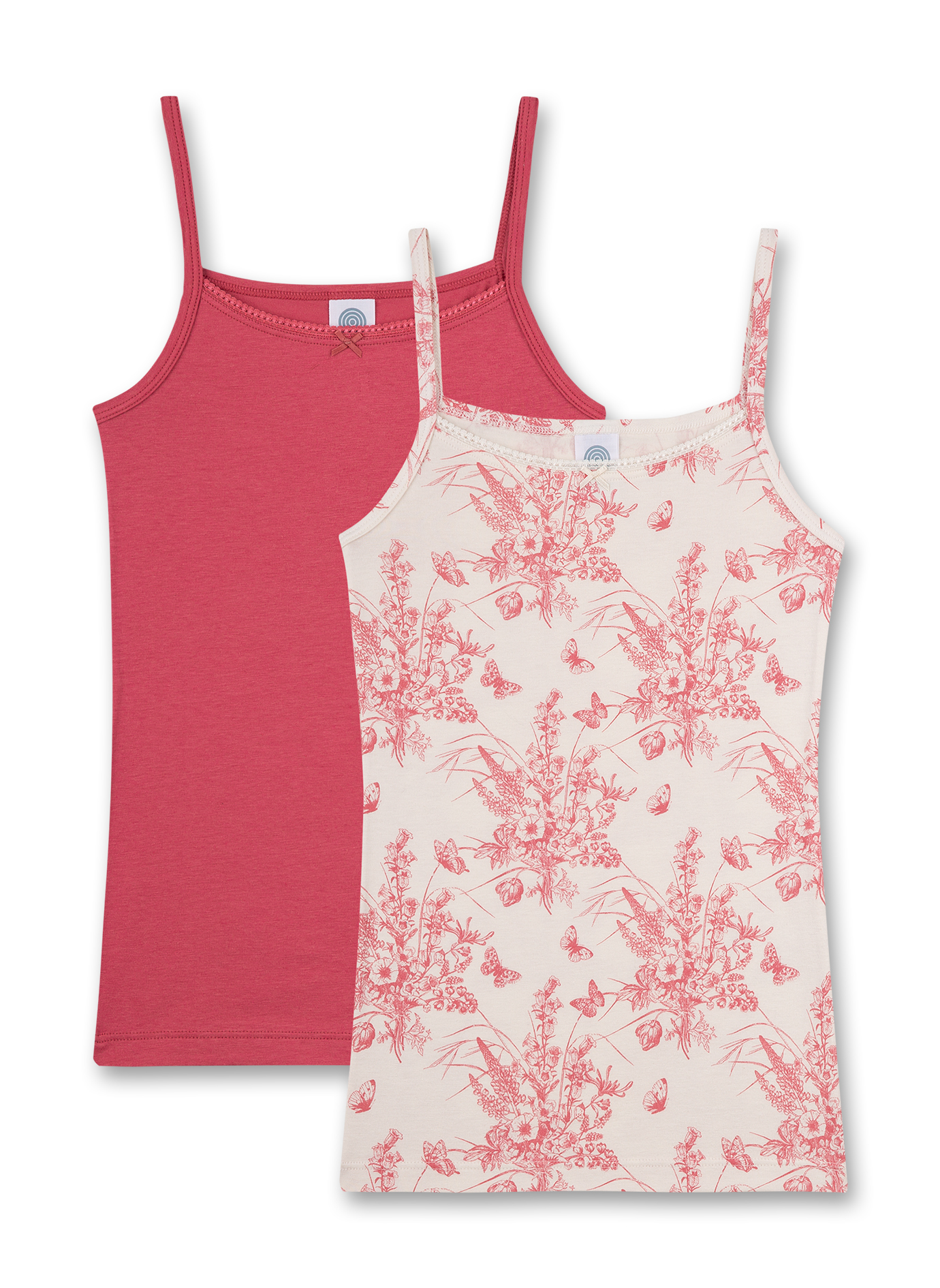 Mädchen-Unterhemd (Doppelpack) Off-White und Rosa