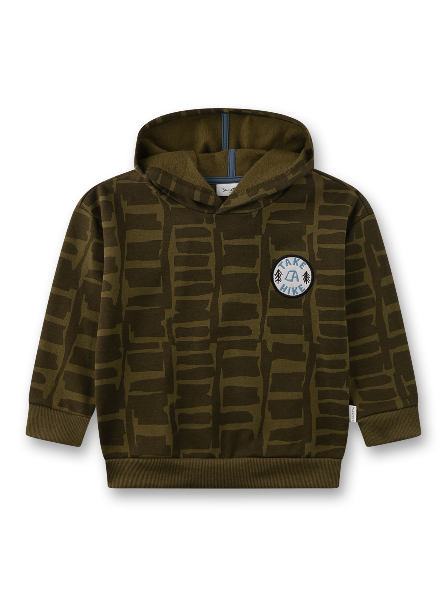 Jungen-Kapuzensweatshirt olivgrün gemustert