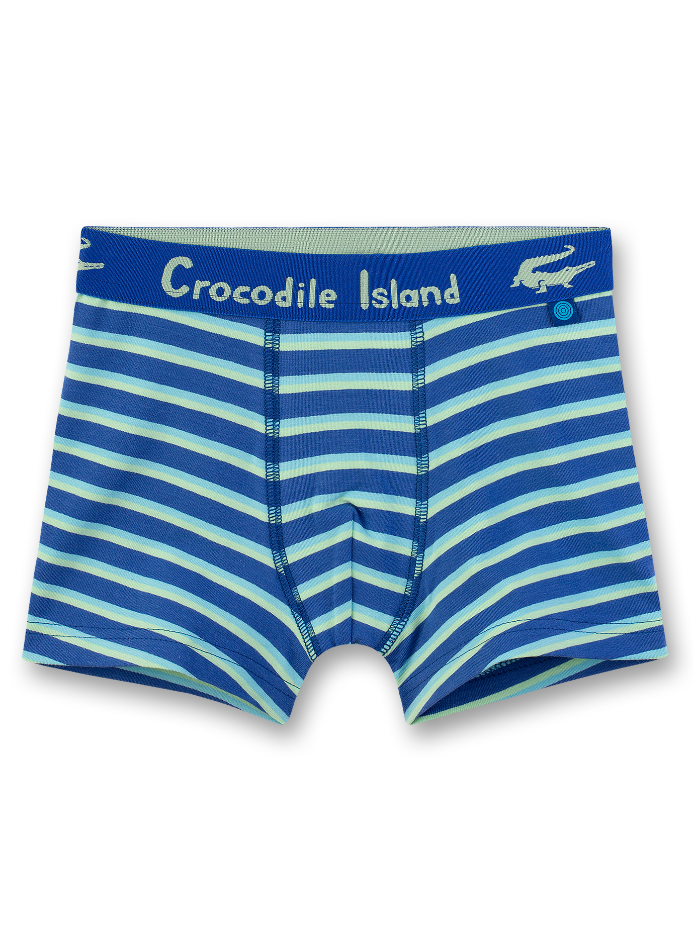 Jungen-Shorts Blau-Grün geringelt Crocodile Island