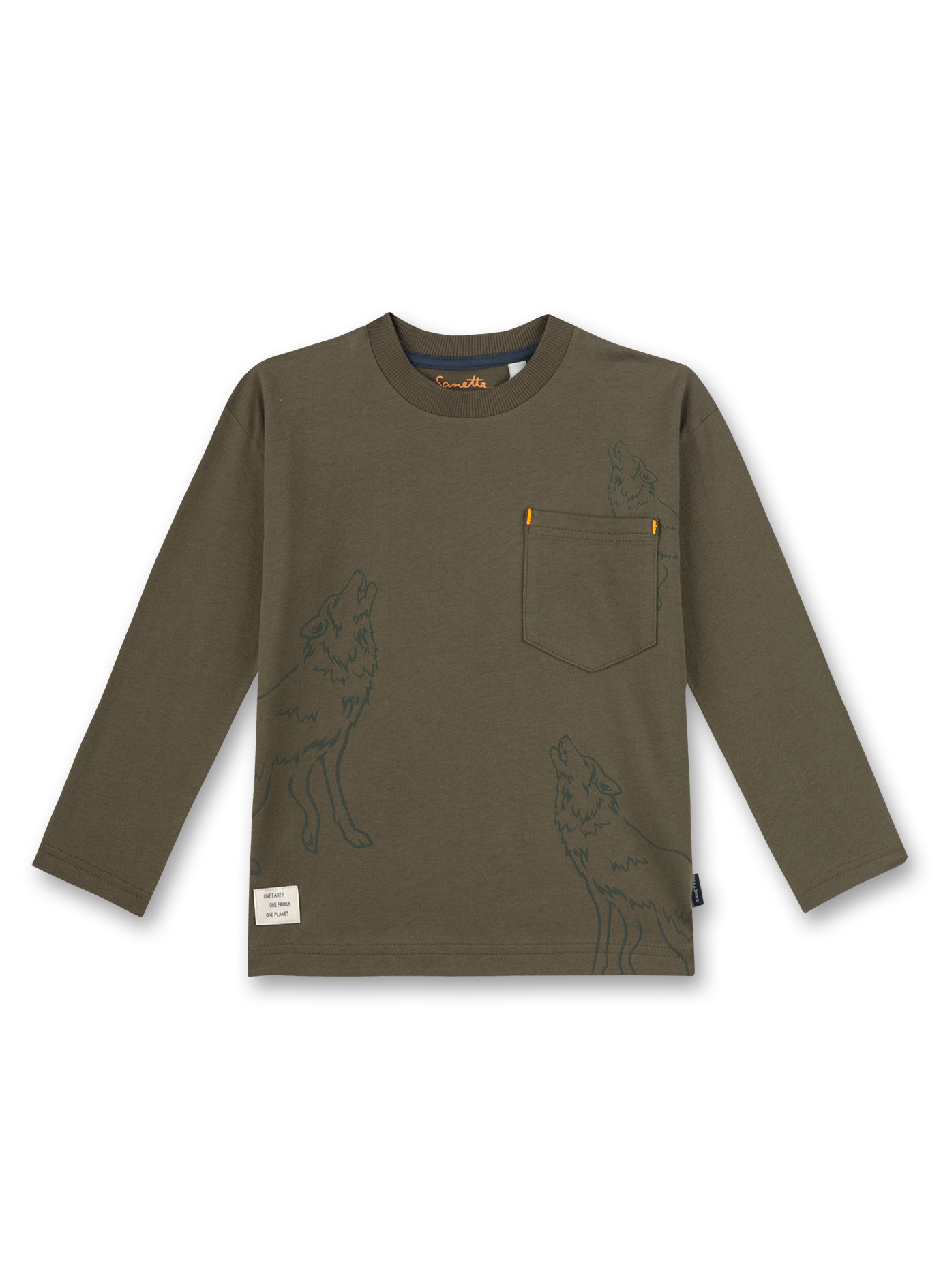 Jungen-Shirt langarm Grün Expedition