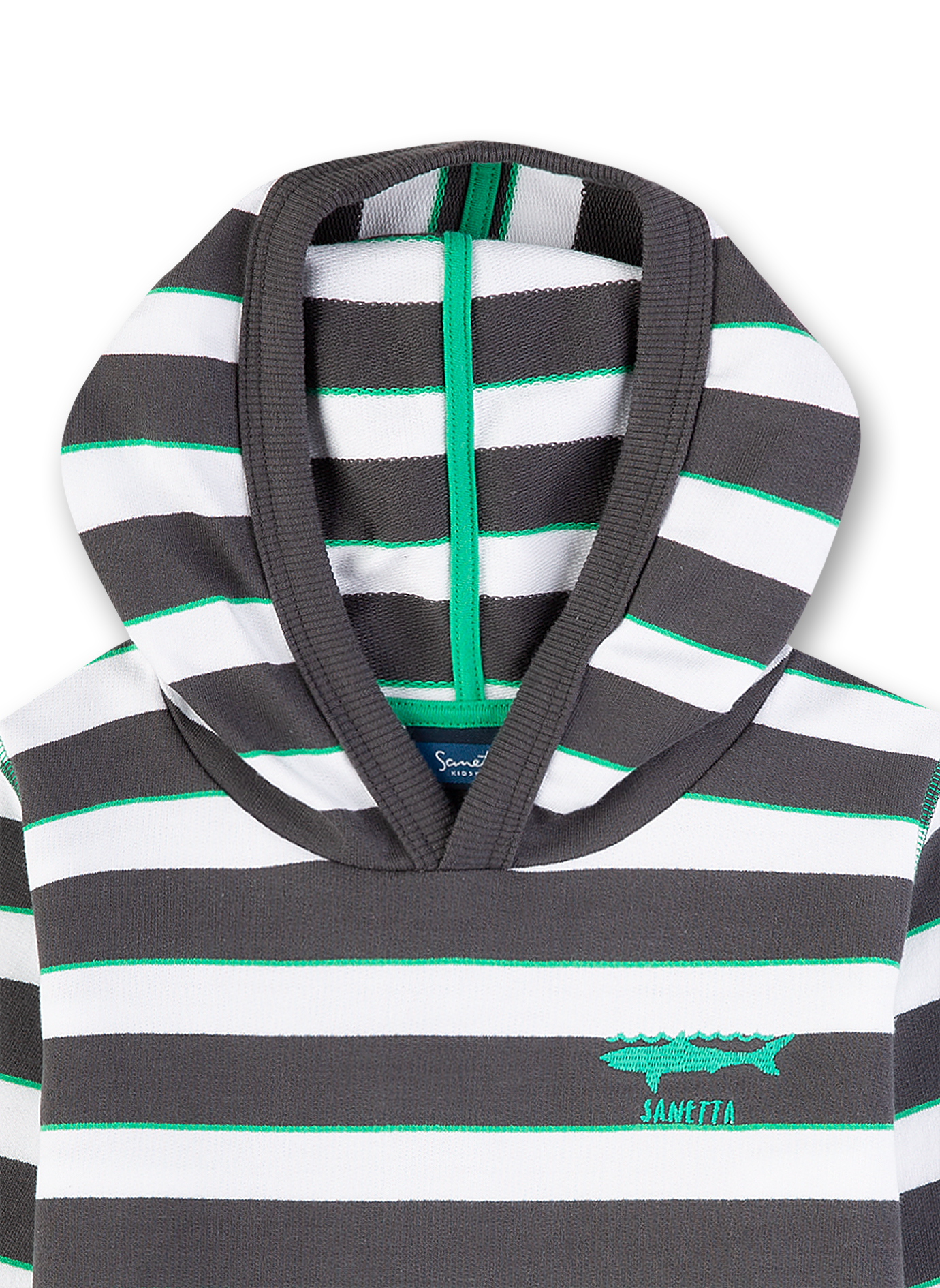 Jungen-Sweatshirt Dunkelgrau-geringelt Surf and Chill