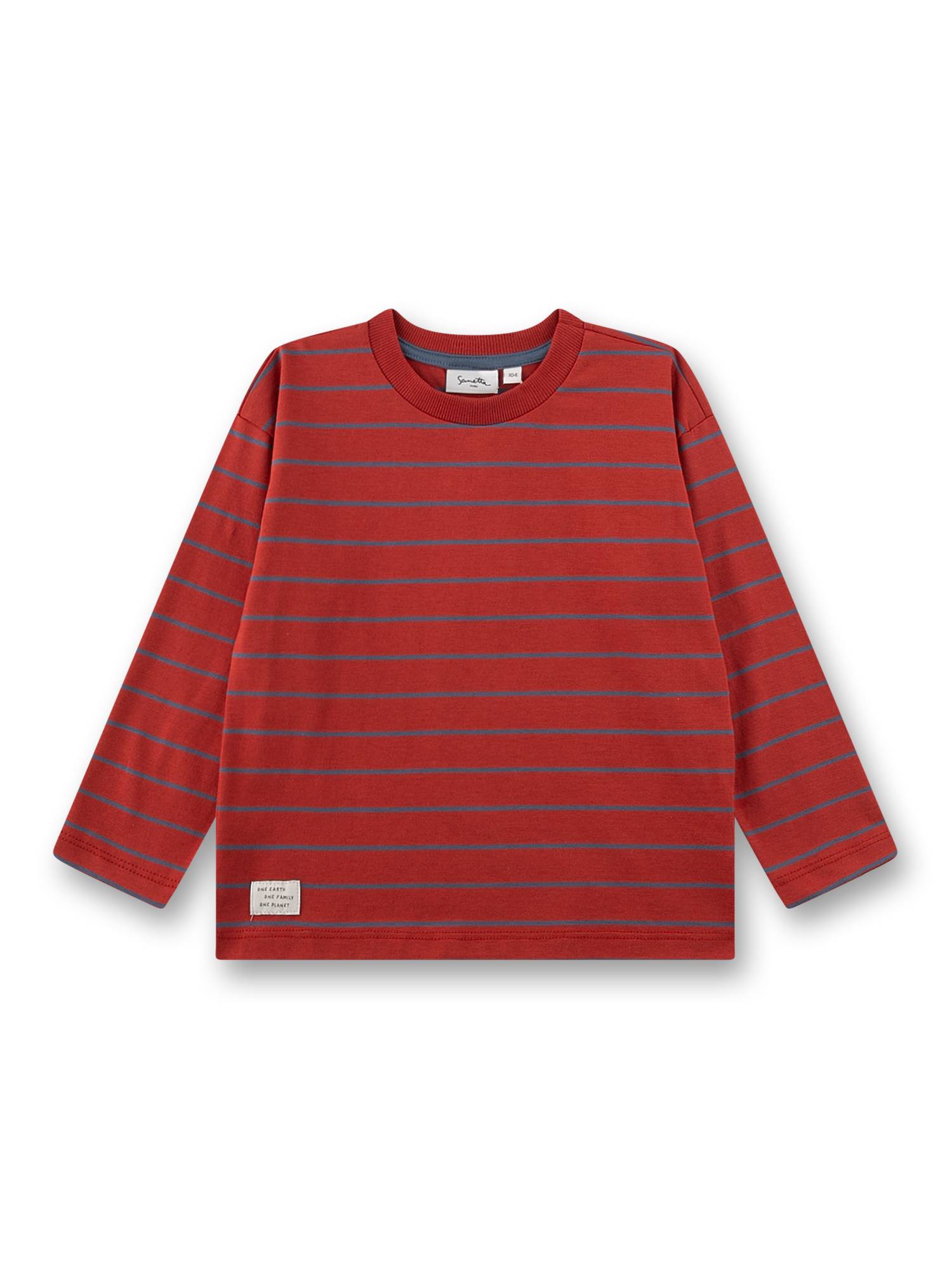 Jungen-Langarmshirt rostrot gestreift 