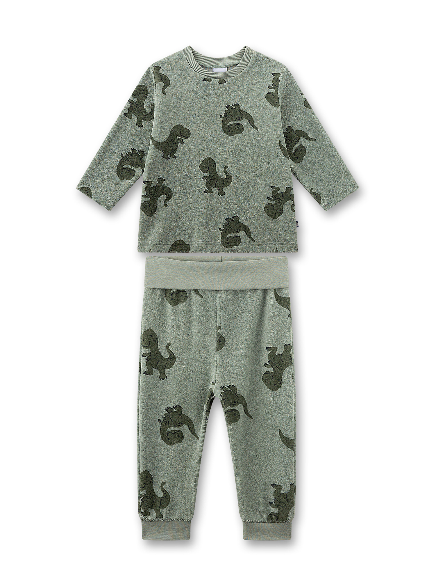 Kinderpullover, Langarmshirt, Dinosaurier, Grün, Hose-Shirt-Set