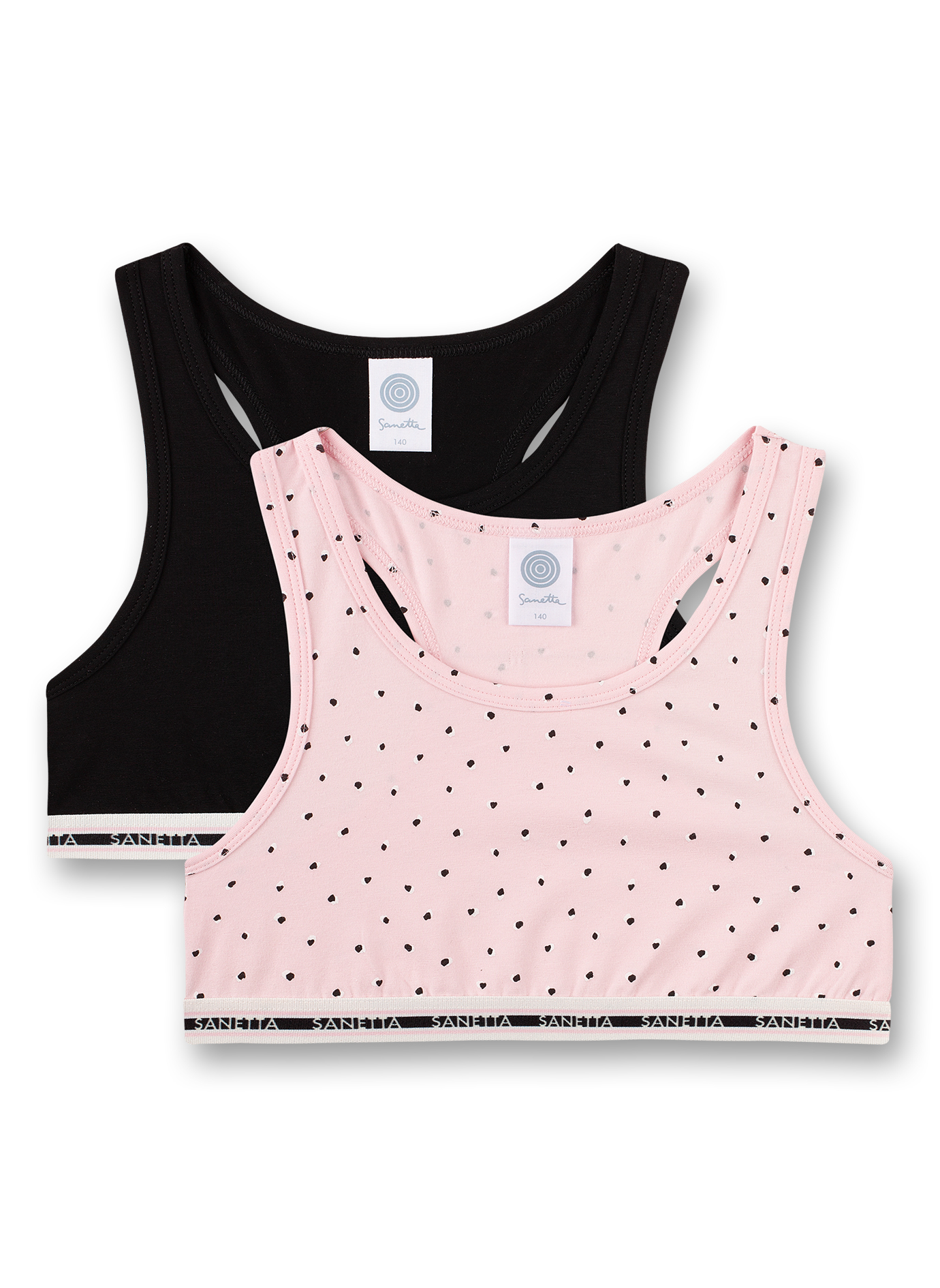 Mädchen-Bustier (Doppelpack) Rosa und Schwarz Stay Home