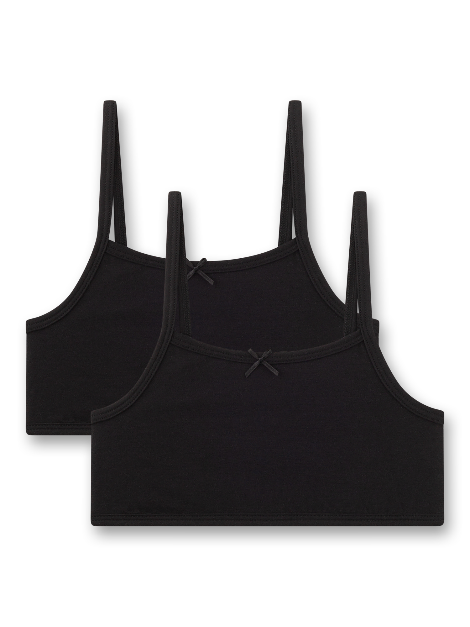 Bralette, Schwarz, Doppelpack, Spaghetti-Träger, Kleines Spitzenband