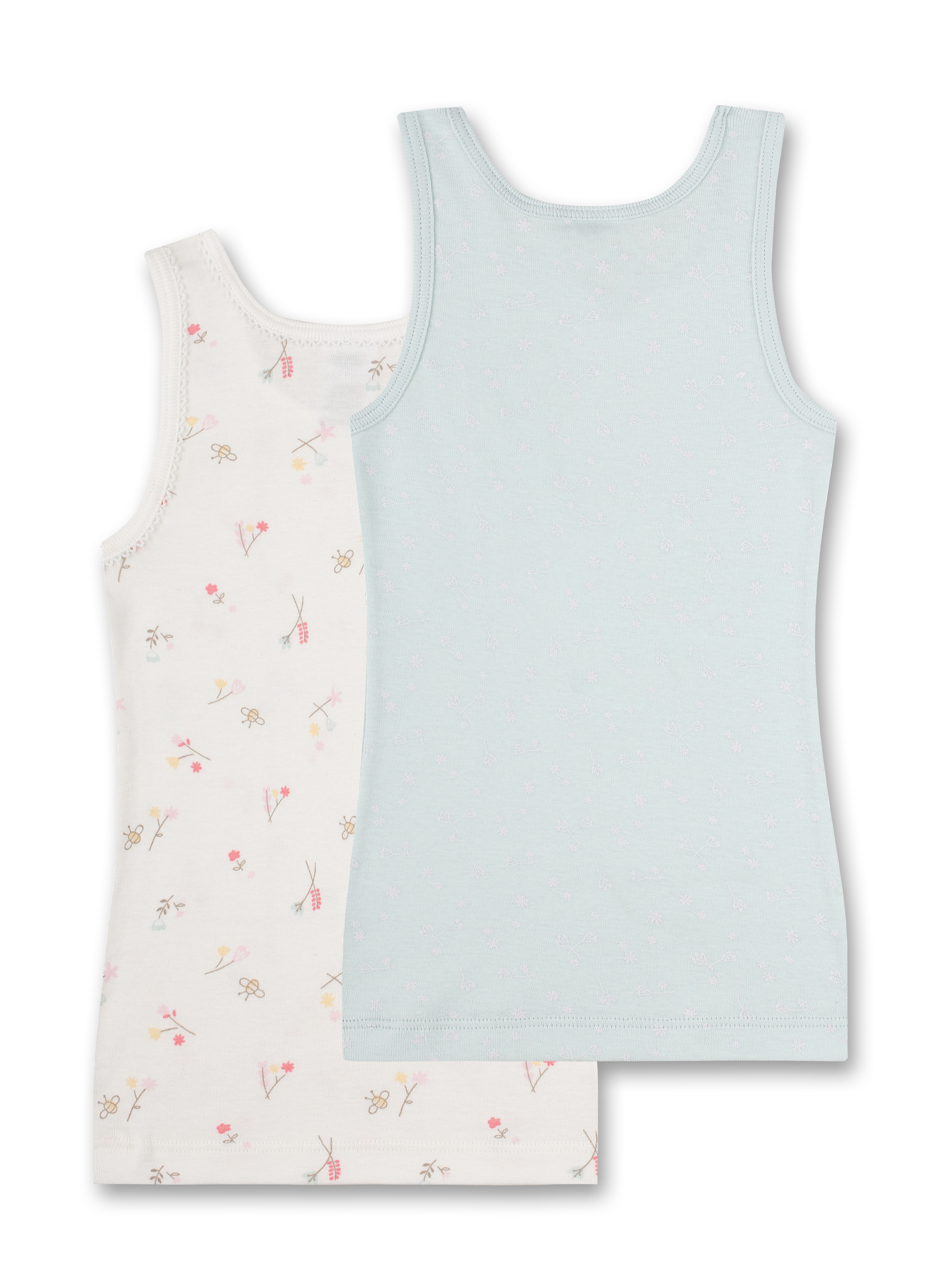Mädchen-Unterhemd (Doppelpack) Off-White und Hellblau