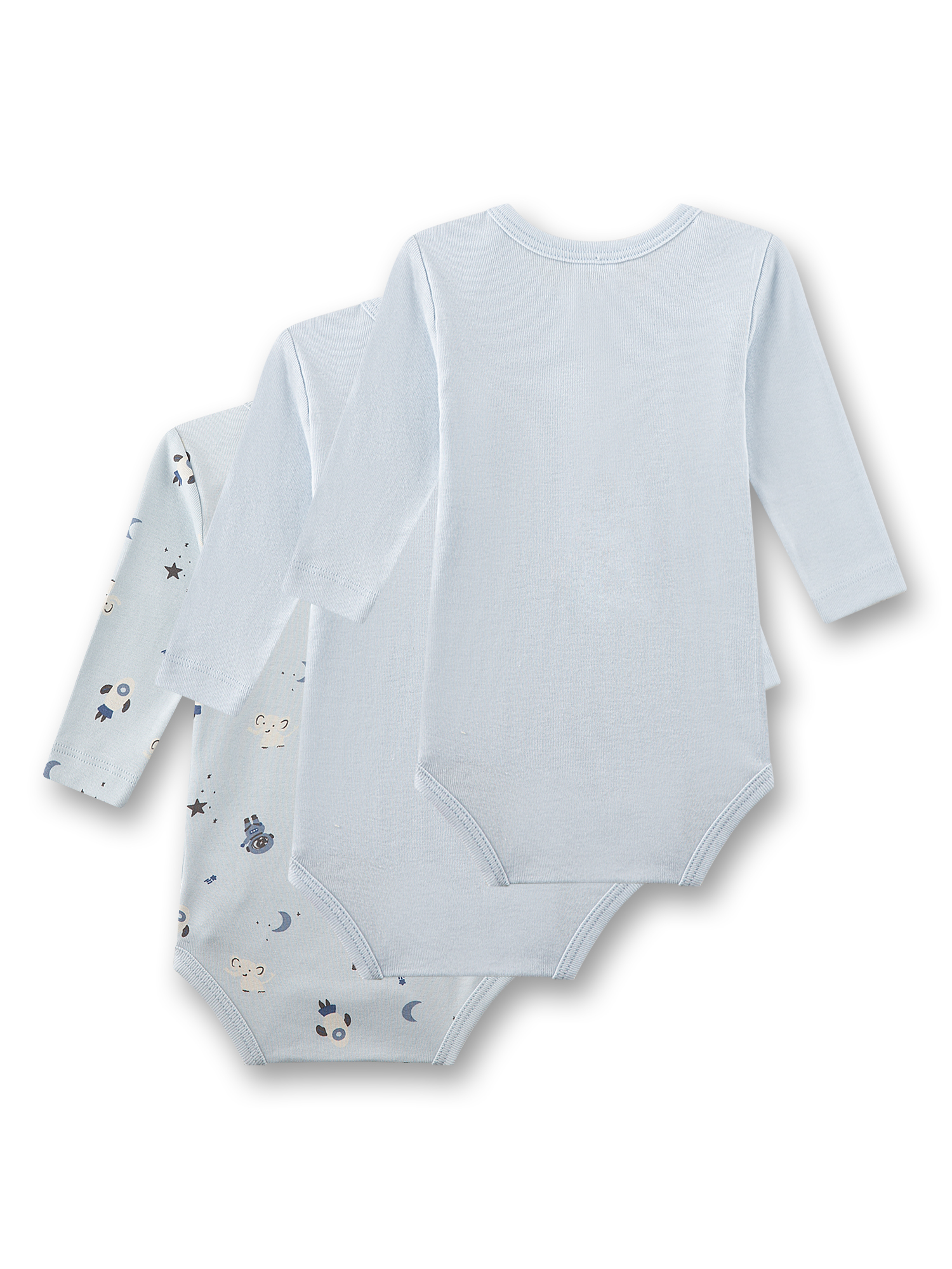 Babybodysuit, Langarm, Puderblau, Einfache, Schichtset