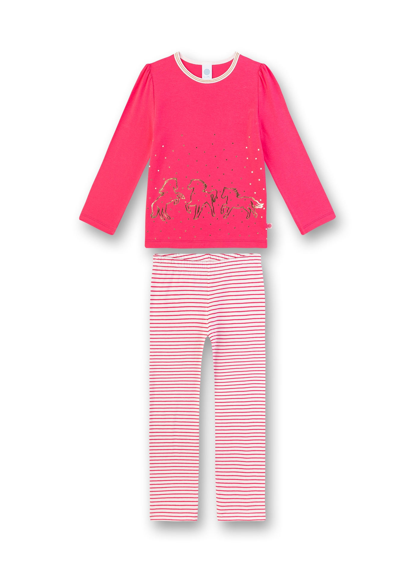 Mädchen-Schlafanzug lang Pink Horse-Power