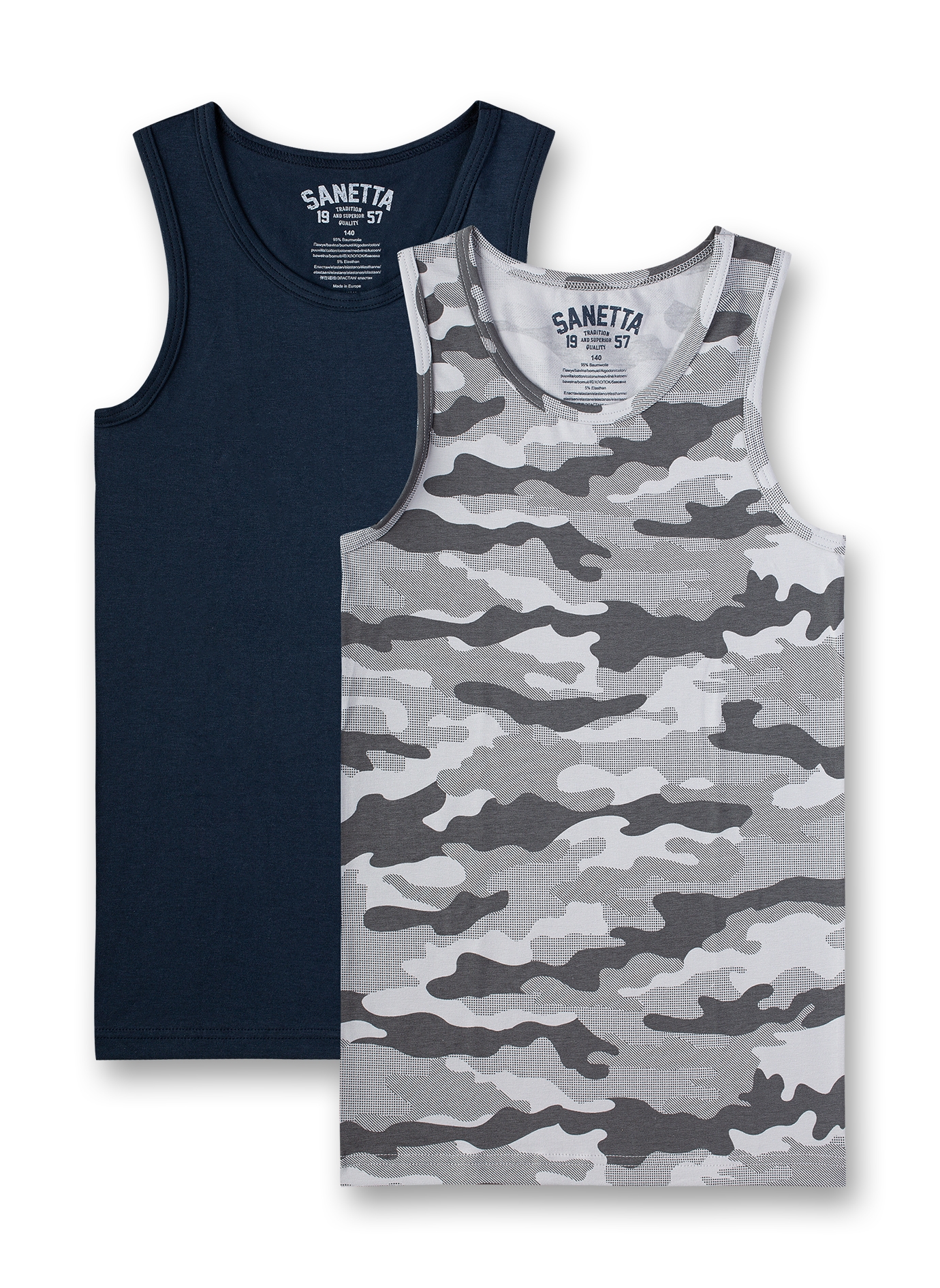 Jungen-Unterhemd (Doppelpack) Camouflage und Dunkelblau Urban Summer