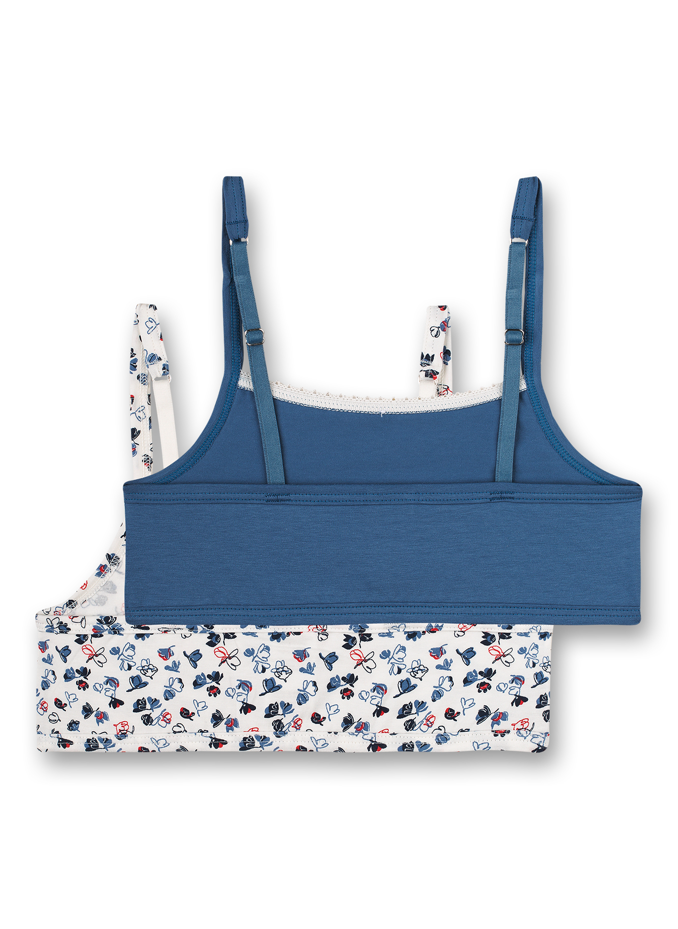 Mädchen-Bustier (Doppelpack) Off-White und Blau Ethno