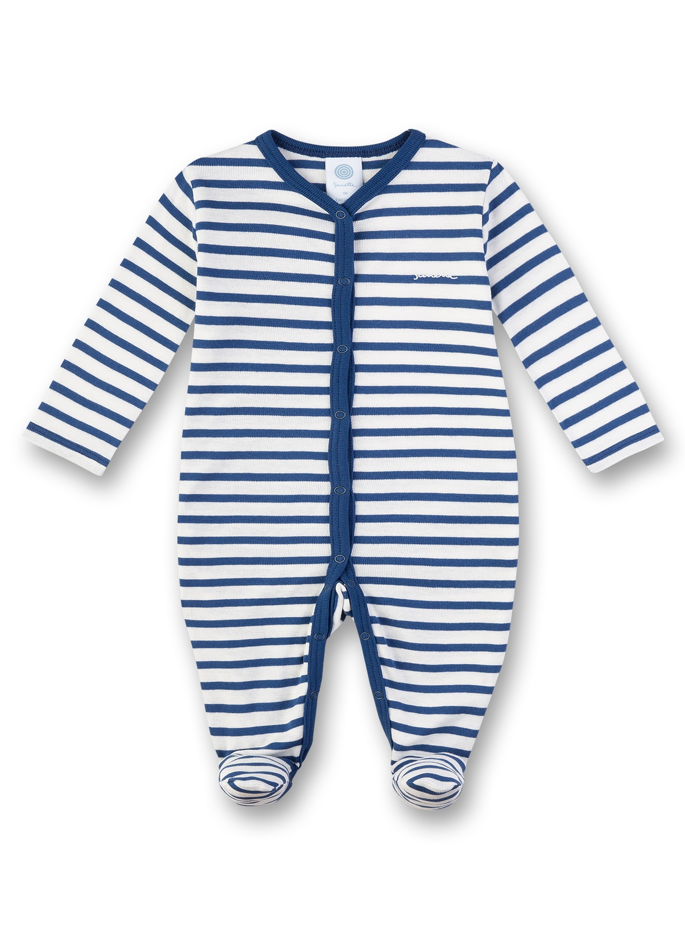 Jungen-Overall mit variablem Fuß Blau-gestreift Basic