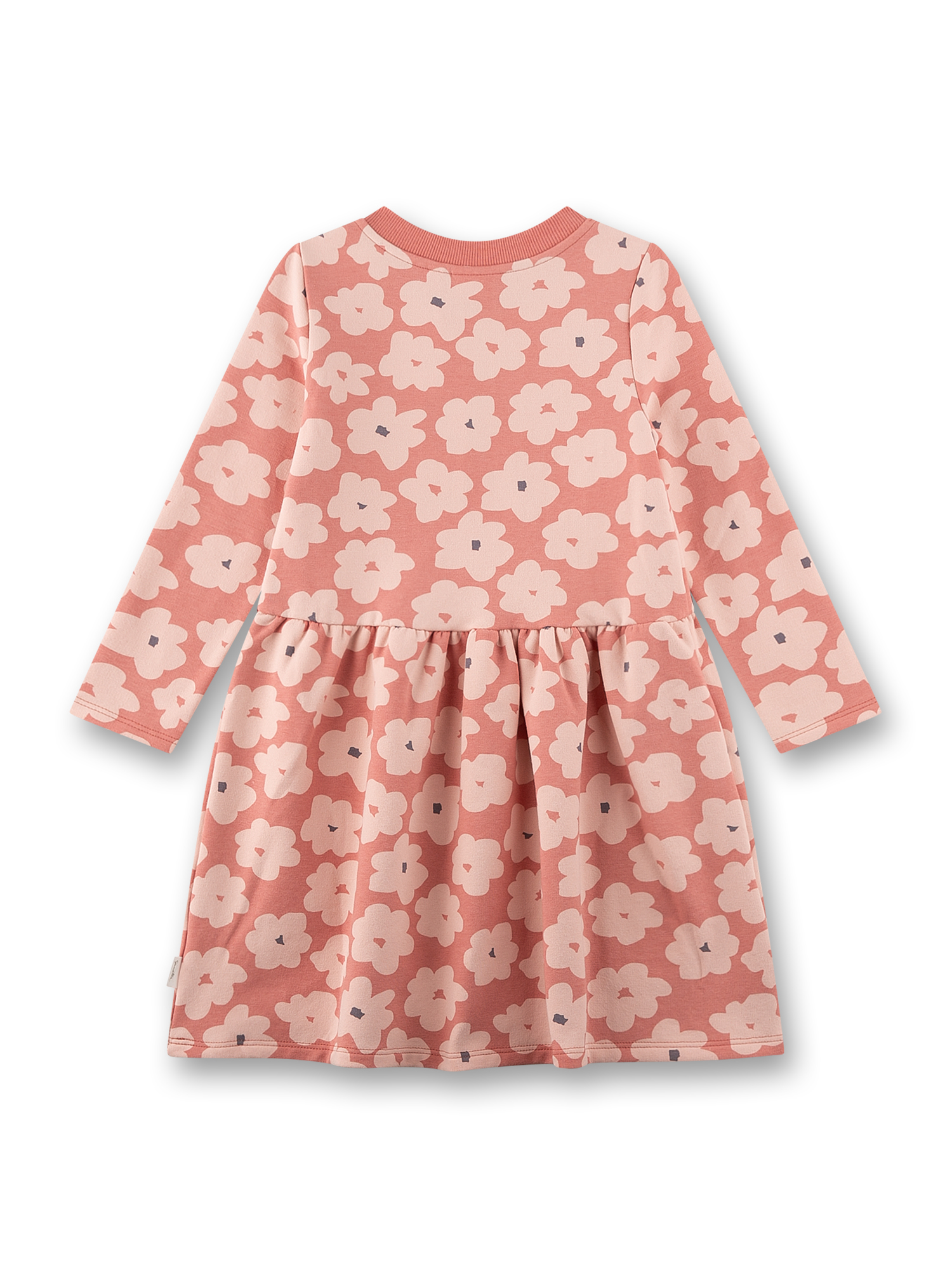 Mädchen-Sweatkleid langarm rosa Blumen