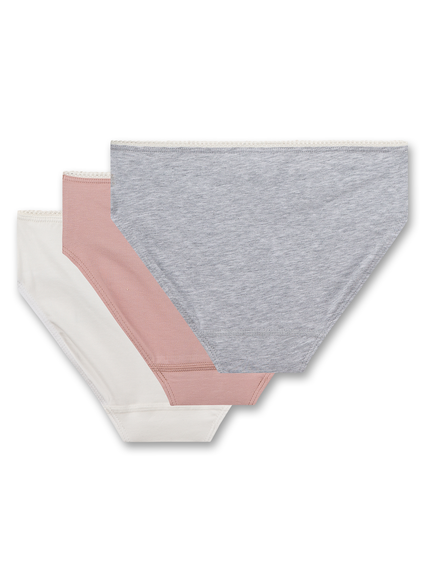 Mädchen-Rioslip (Dreierpack) Off-White, Rosa und Graumelange