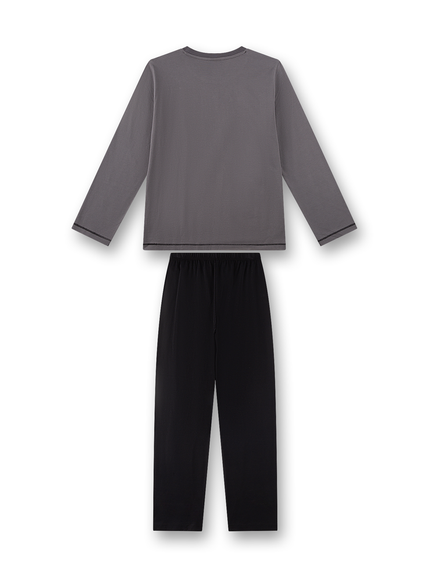 Langarmshirt, grau, Set aus Oberteil und Hose, unifarben, Jersey