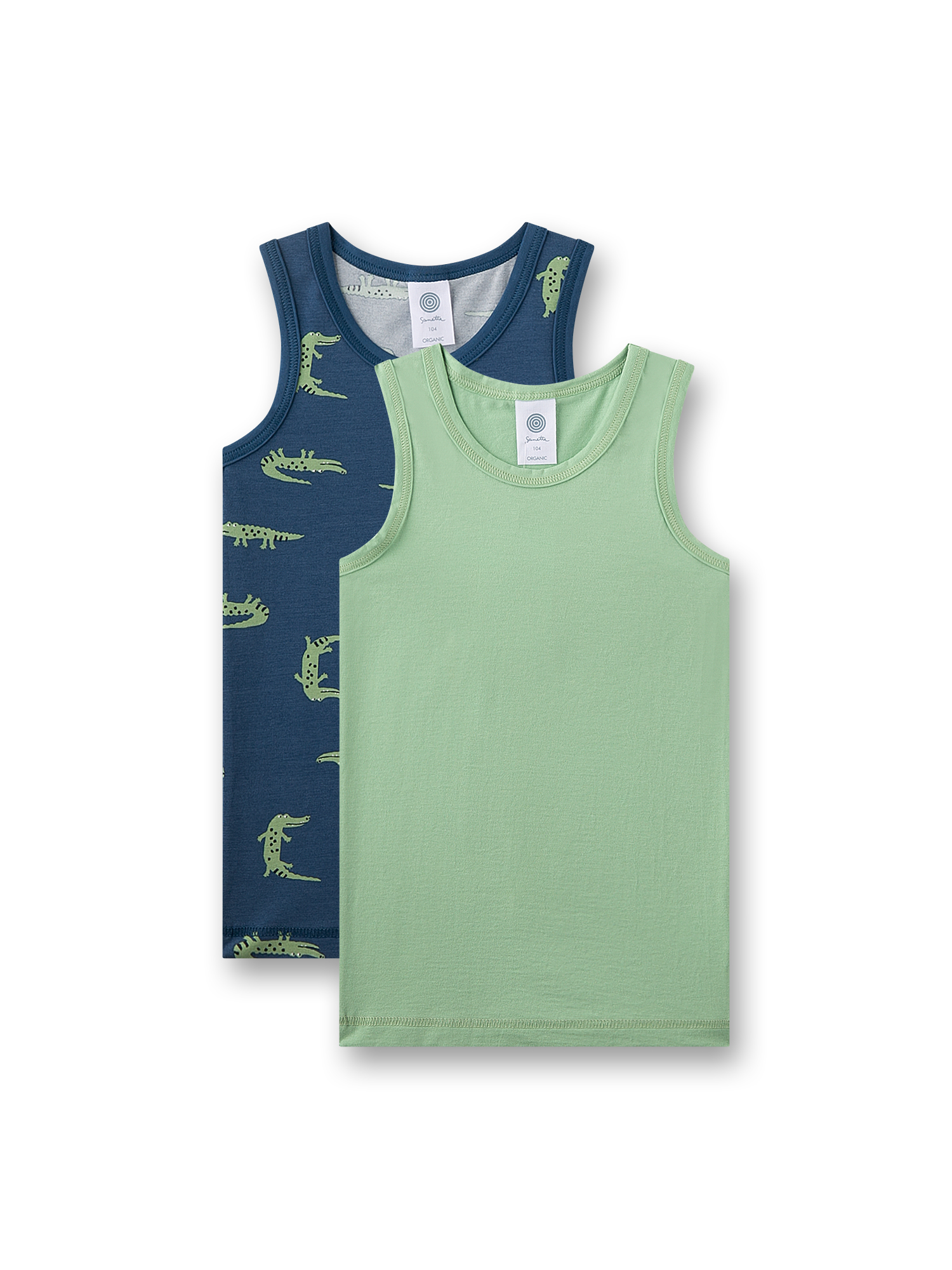 Jungen-Unterhemd (Doppelpack) blau & grün Krokodil