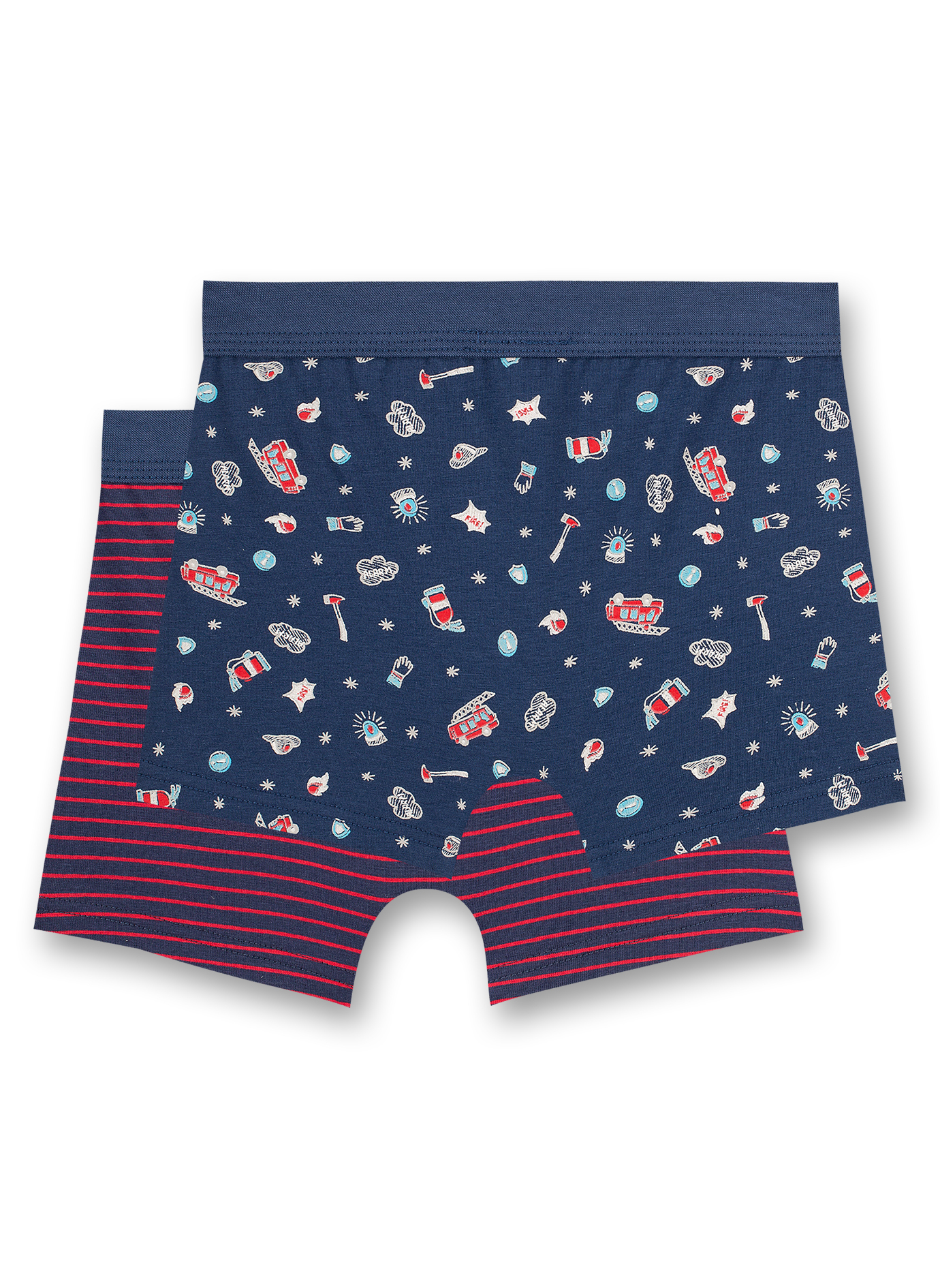 Jungen-Shorts (Doppelpack) Rot Ringel und Dunkelblau
